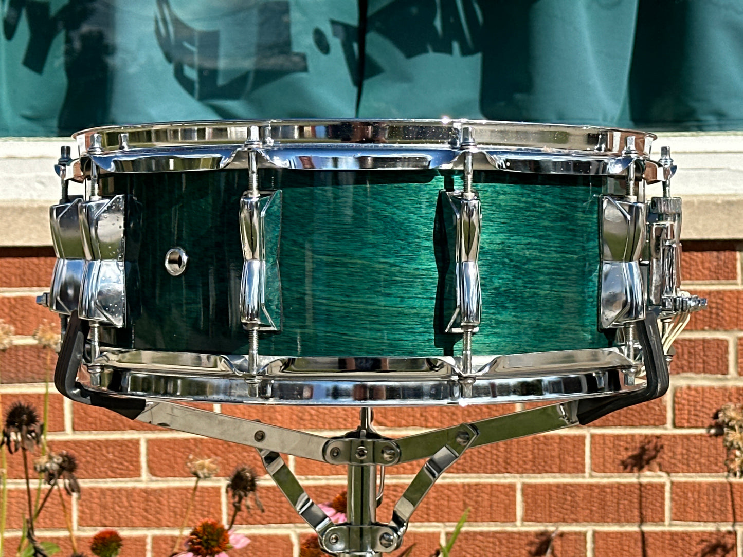 1994 Yamaha Birch Custom 5.5x14 Snare Drum Deep Aqua BSD-095 MIJ