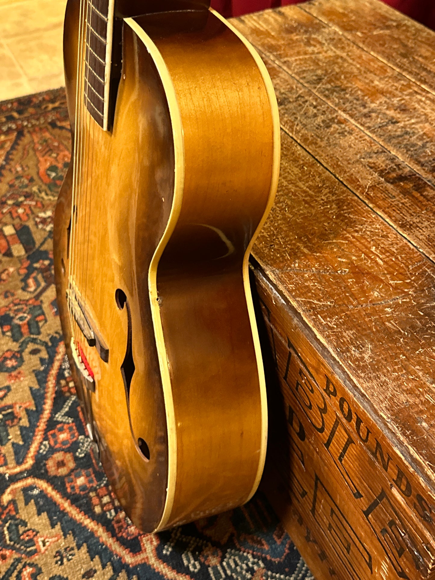 1950s Silvertone 6887 Archtop Acoustic Guitar Natural Burst w/ Gig Bag