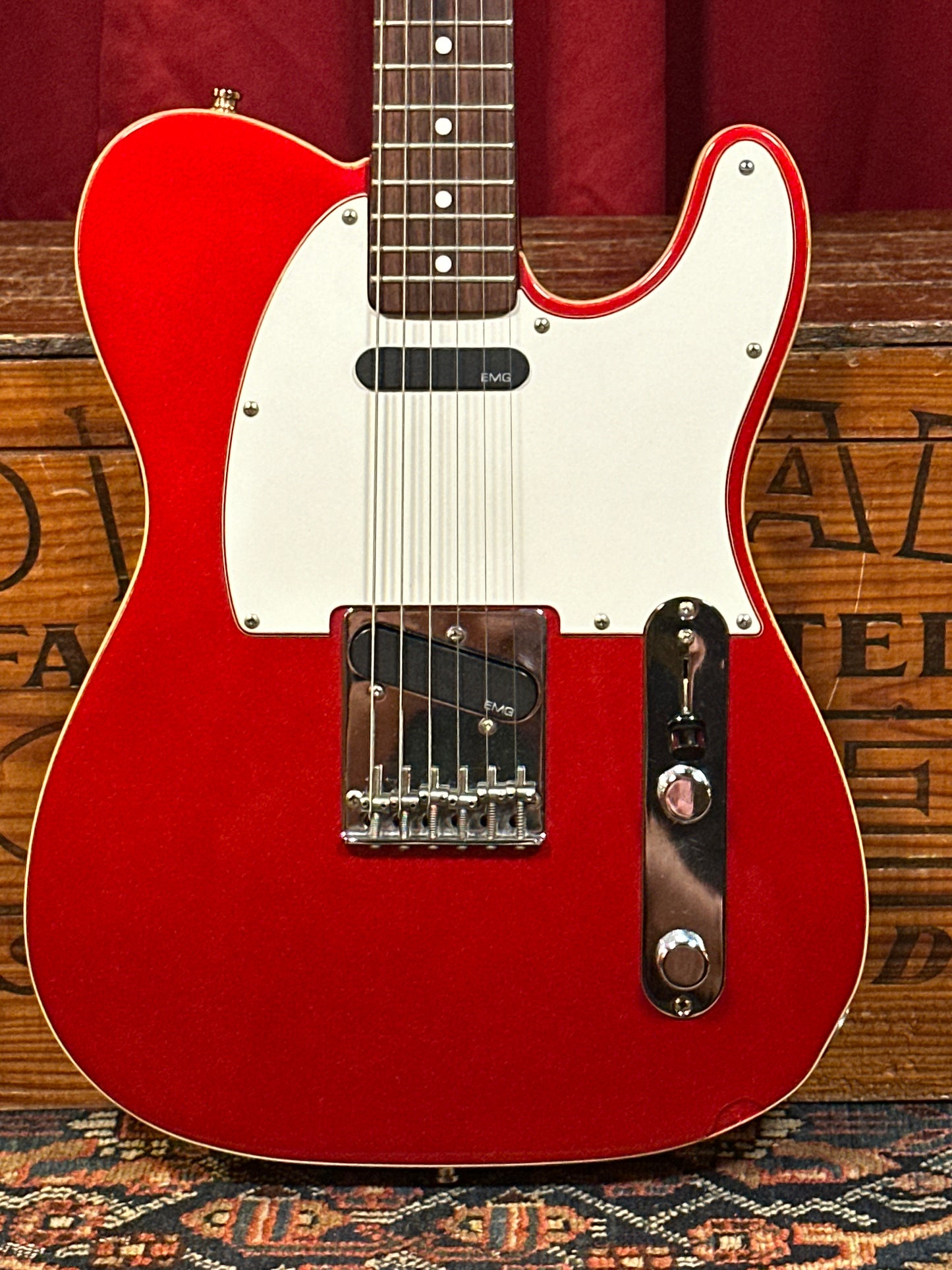Allparts Double Bound Telecaster-Style Electric Guitar Candy Apple Red w/ EMG Pickups Partscaster