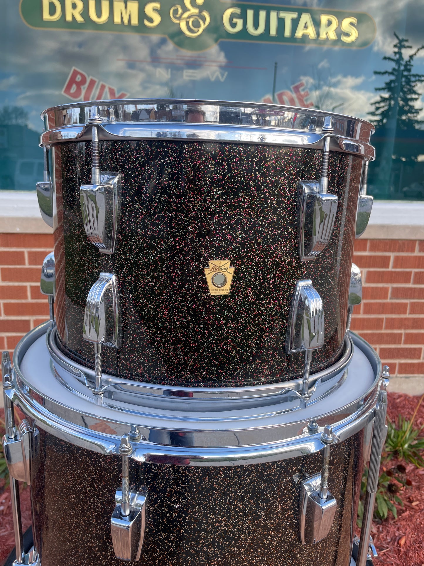 1960s Ludwig Super Classic Drum Set Black Galaxy Sparkle 22/13/16