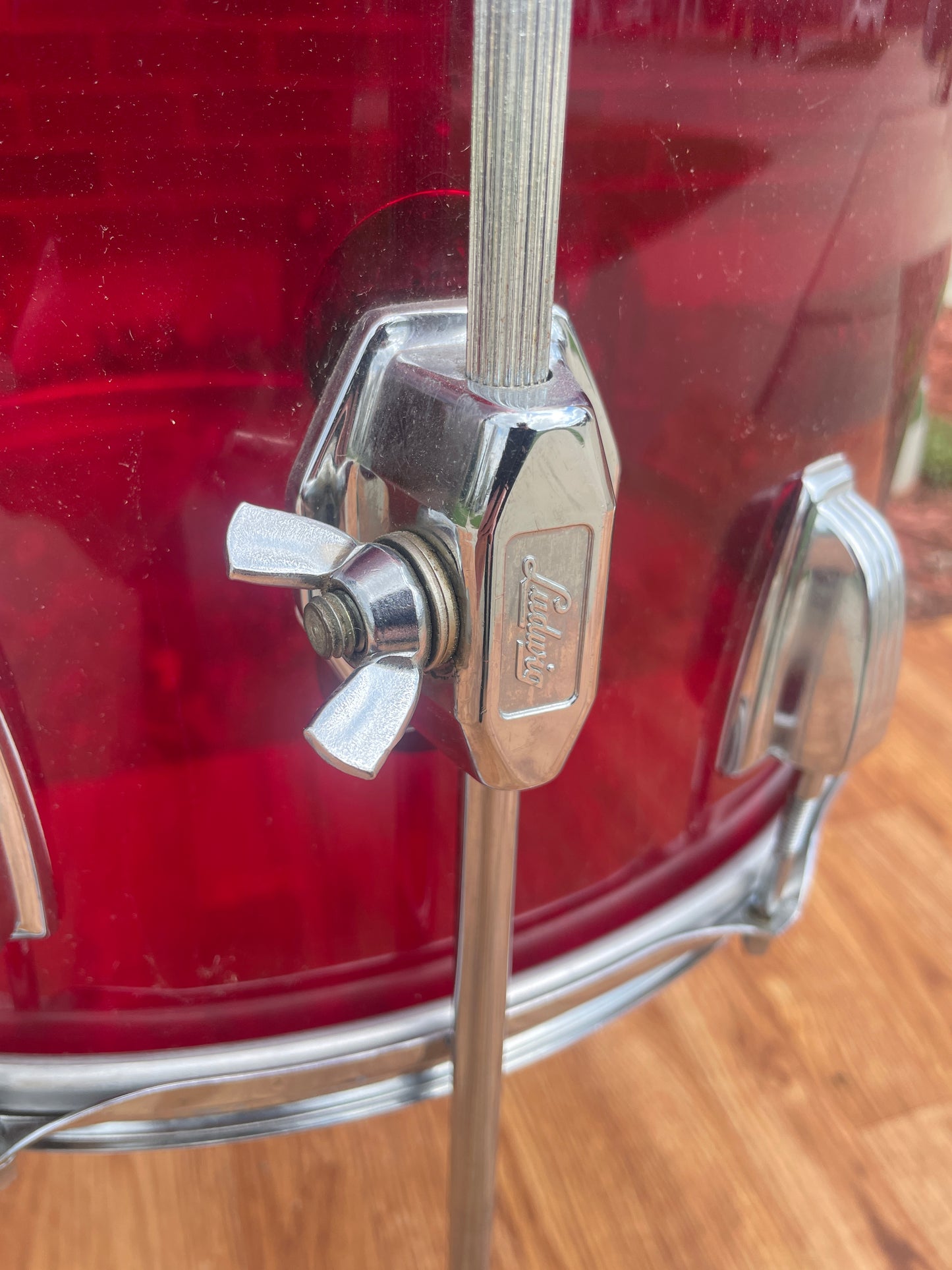 1970s Ludwig Vistalite 16x16 Floor Tom Drum Red