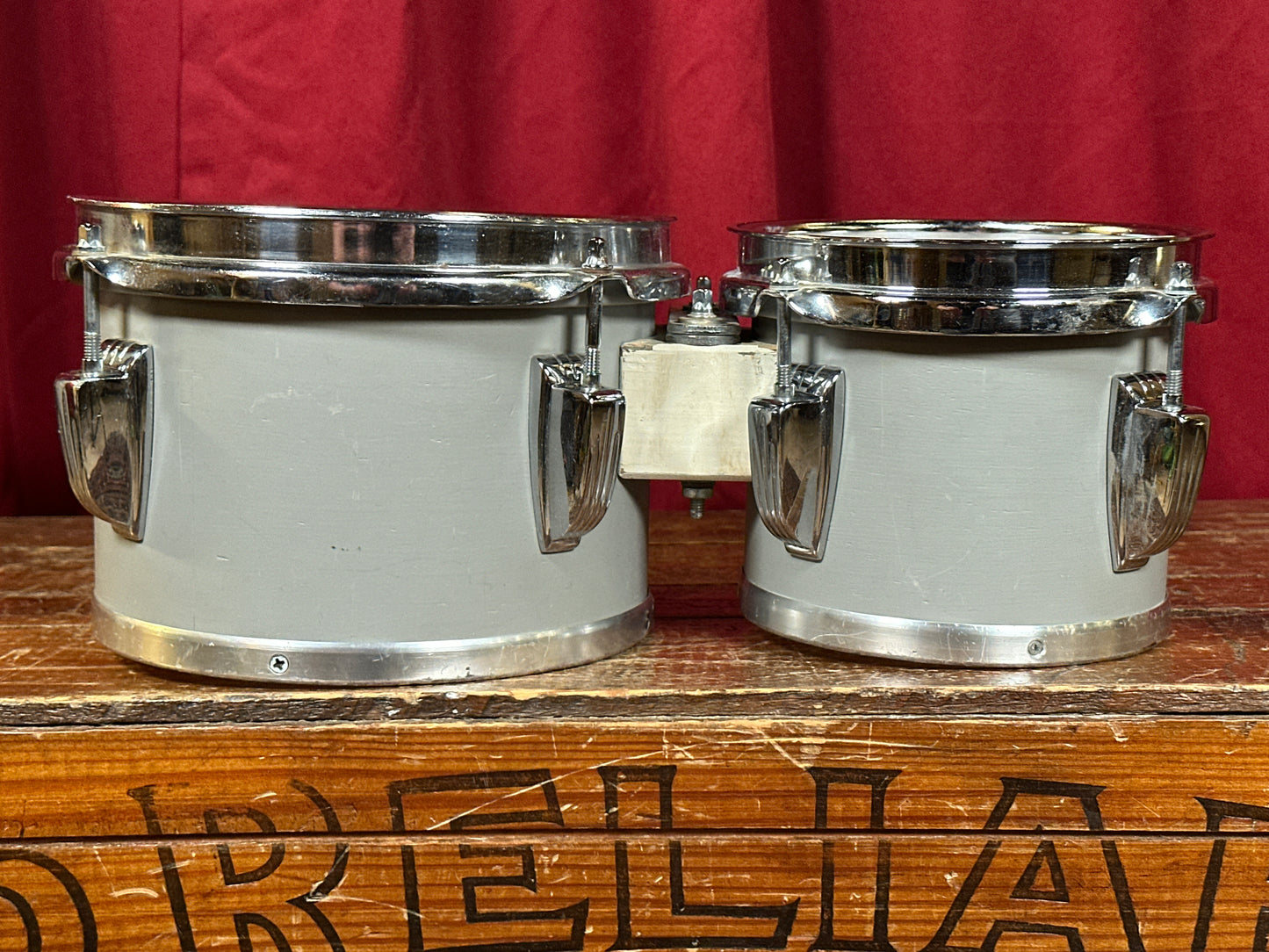 Vintage Ludwig 6" & 8" Tunable Bongo Pair Gray