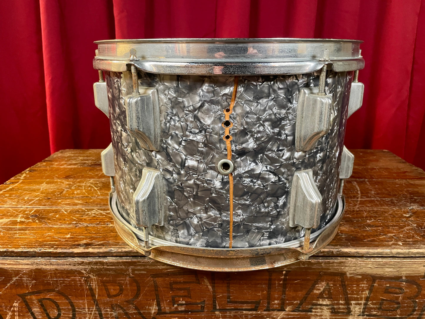 1960s Rogers Holiday 8x12 Tom Single Black Diamond Pearl Rewrap Cleveland