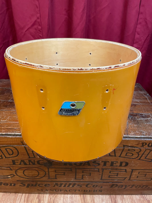 1980s Ludwig 10x14 Concert Tom Drum Shell Gold Silk 6-Ply