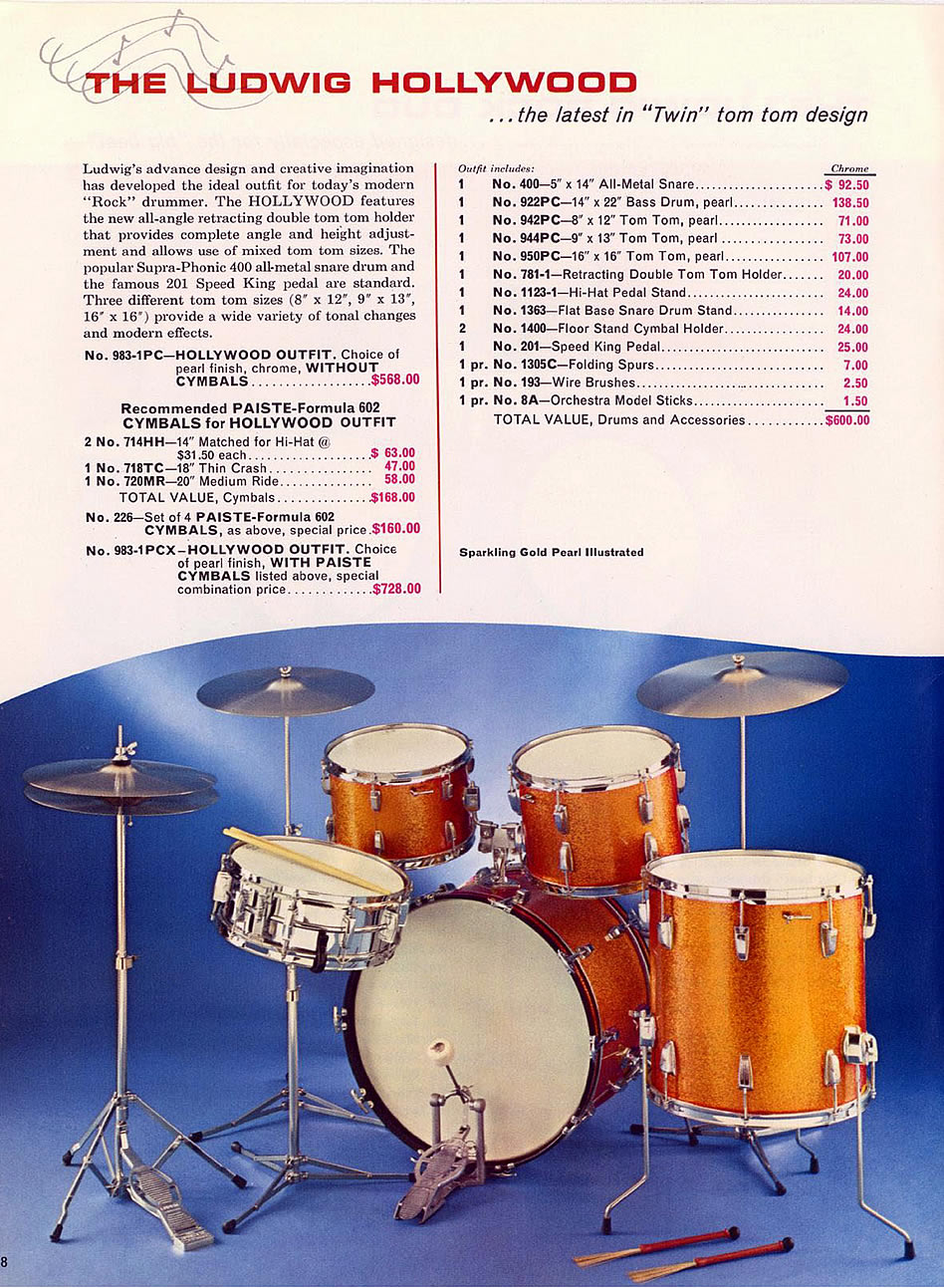 1960s Ludwig No. 781-1C Retractable Double Tom Holder Hollywood