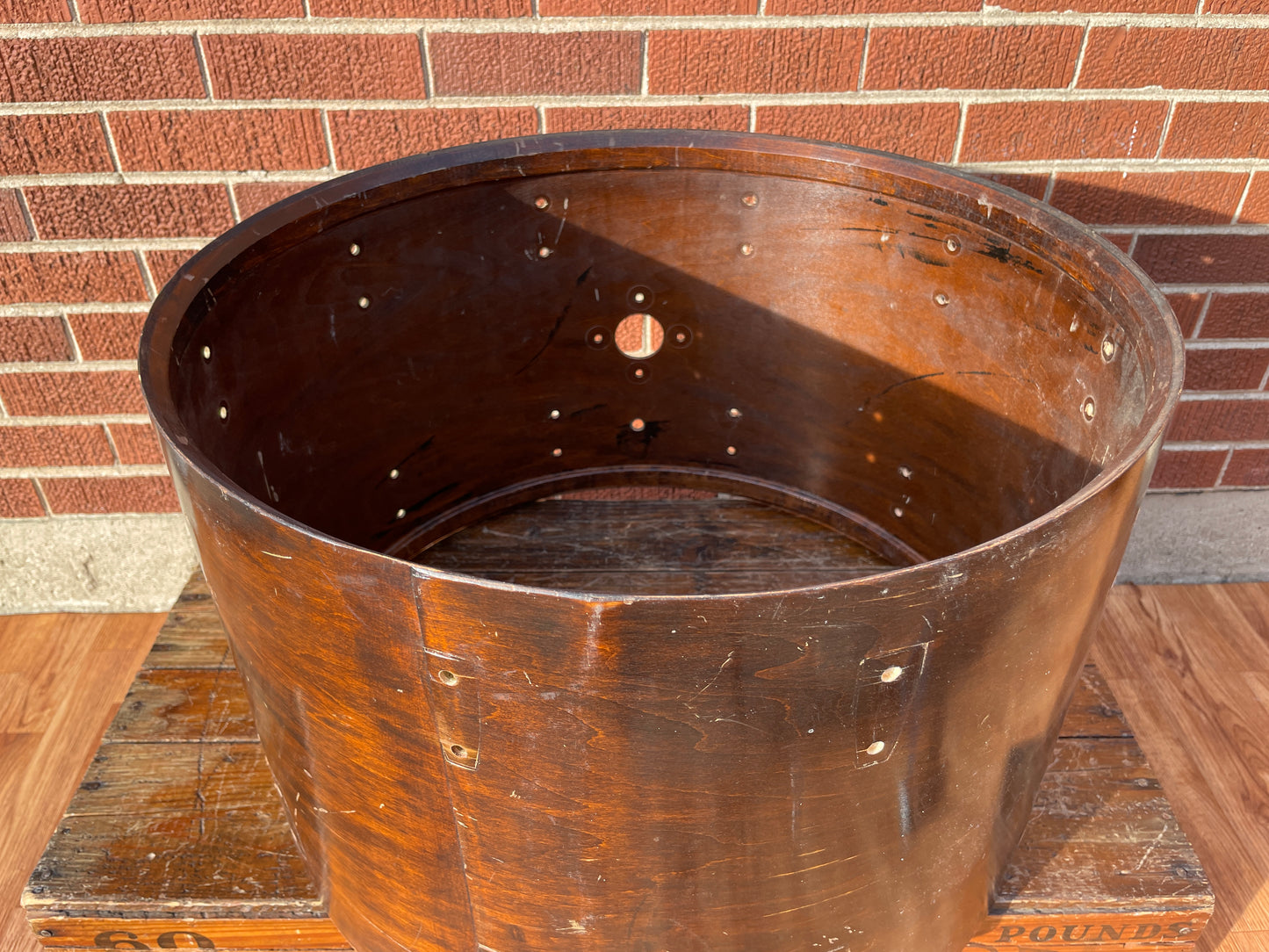 1970s Ludwig Hollywood 14x22 Bass Drum Shell Walnut Thermo-Gloss