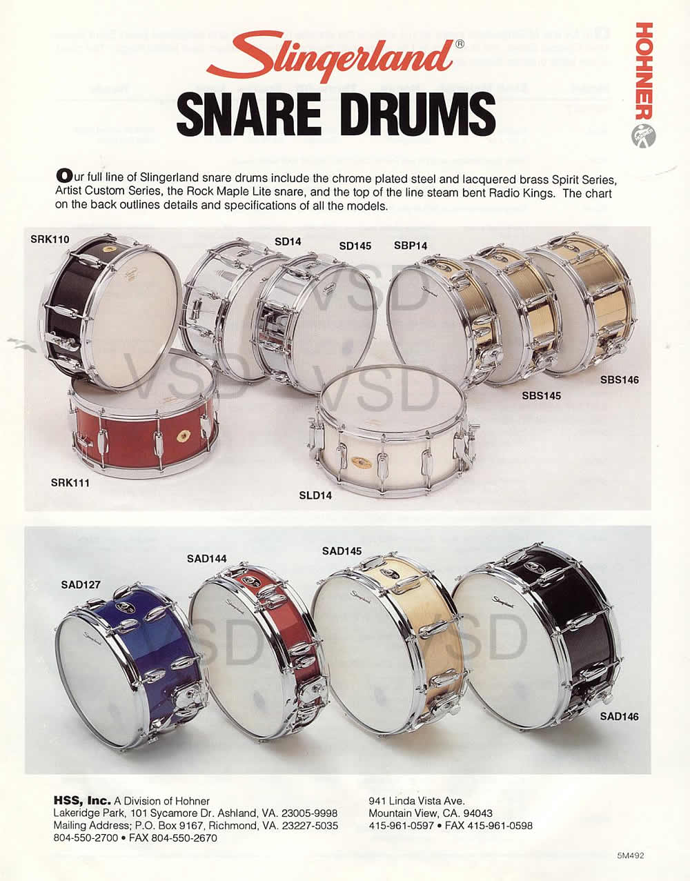 1990s Slingerland 4x14 Artist Series Snare Drum SAD-144 Natural