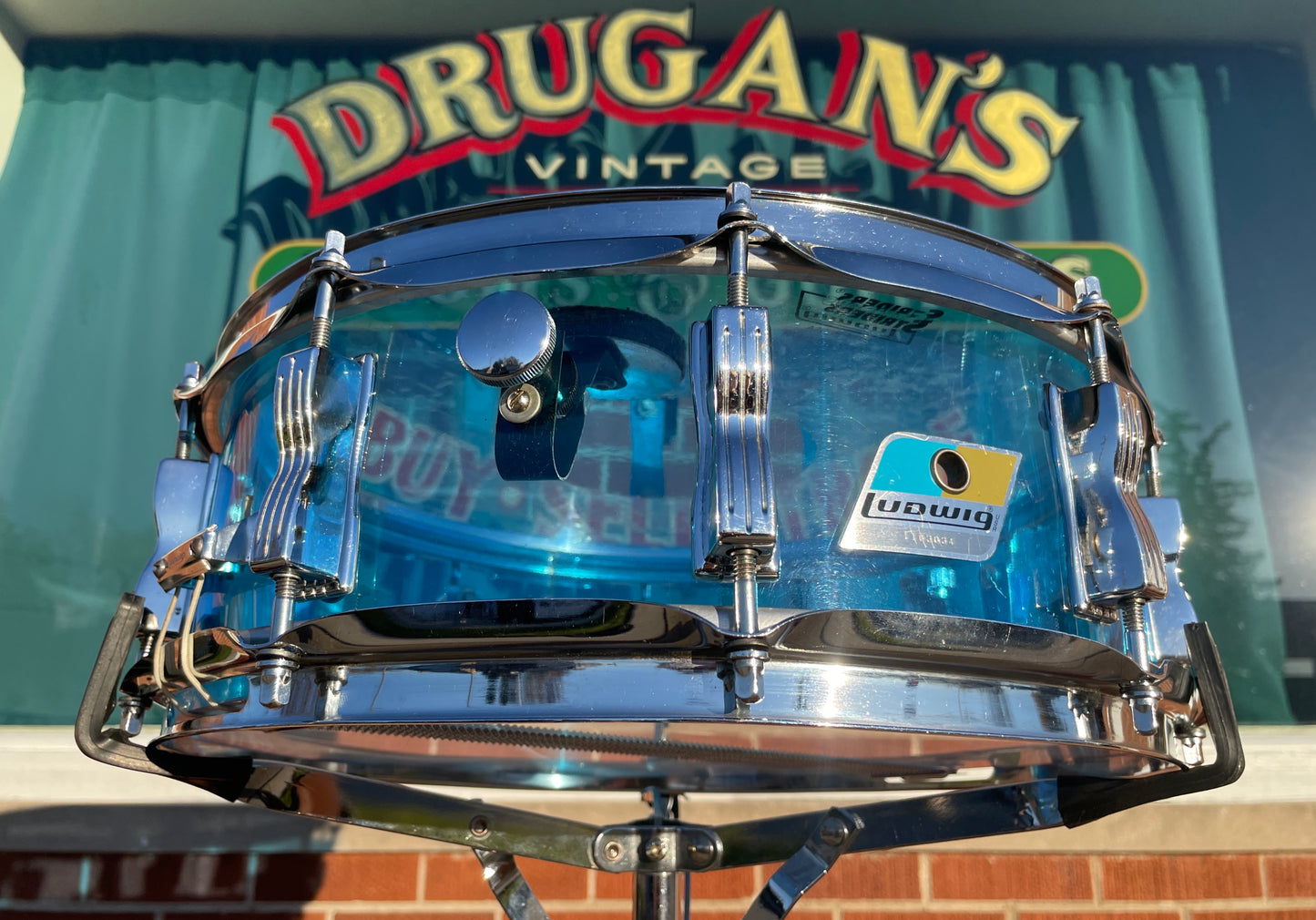 1970s Ludwig 5x14 Blue Vistalite Snare Drum