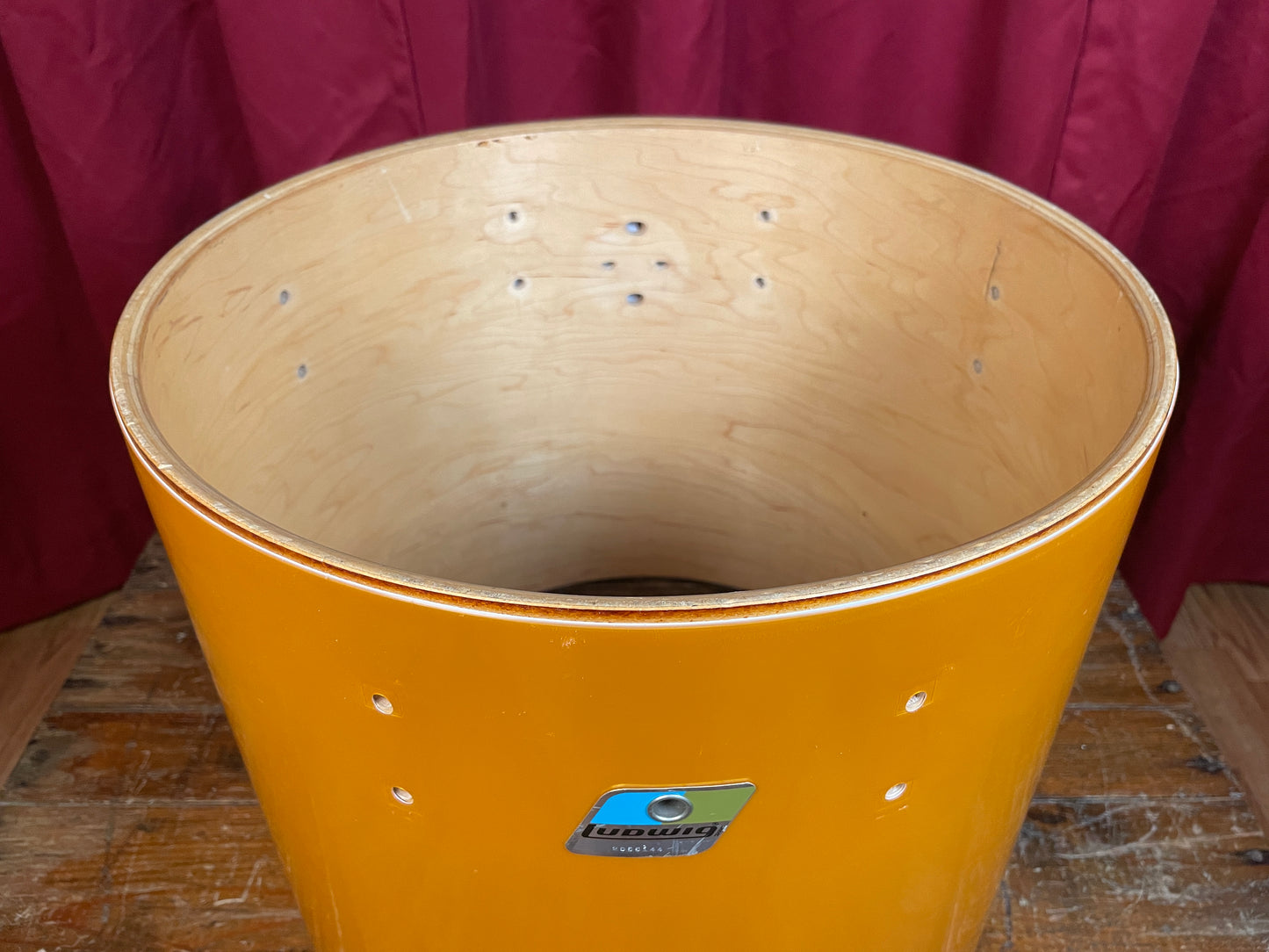 1980s Ludwig 14x16 Concert Tom Drum Shell Gold Silk 6-Ply #1