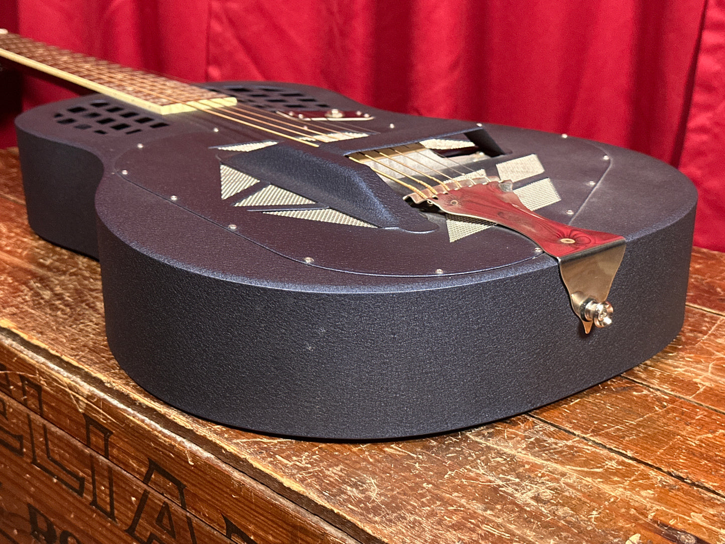 National Reso-Phonic Polychrome Tricone Baritone Resonator Guitar Blue w/ OHSC
