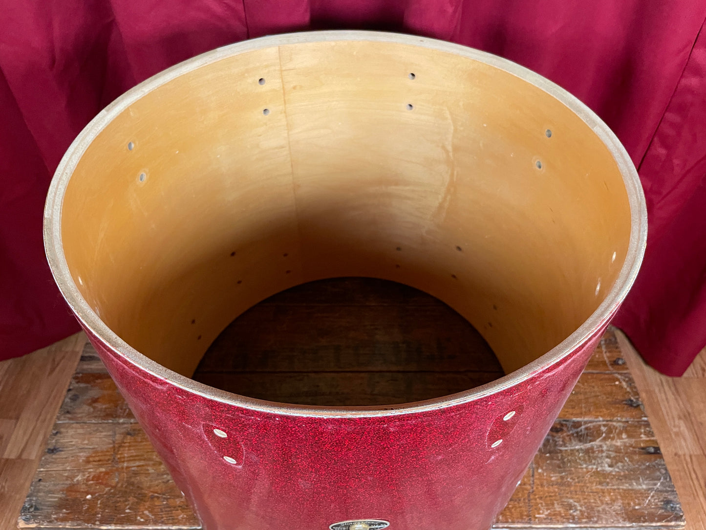 1970s Slingerland 16x18 Floor Tom Drum Shell Red Sparkle 5-Ply