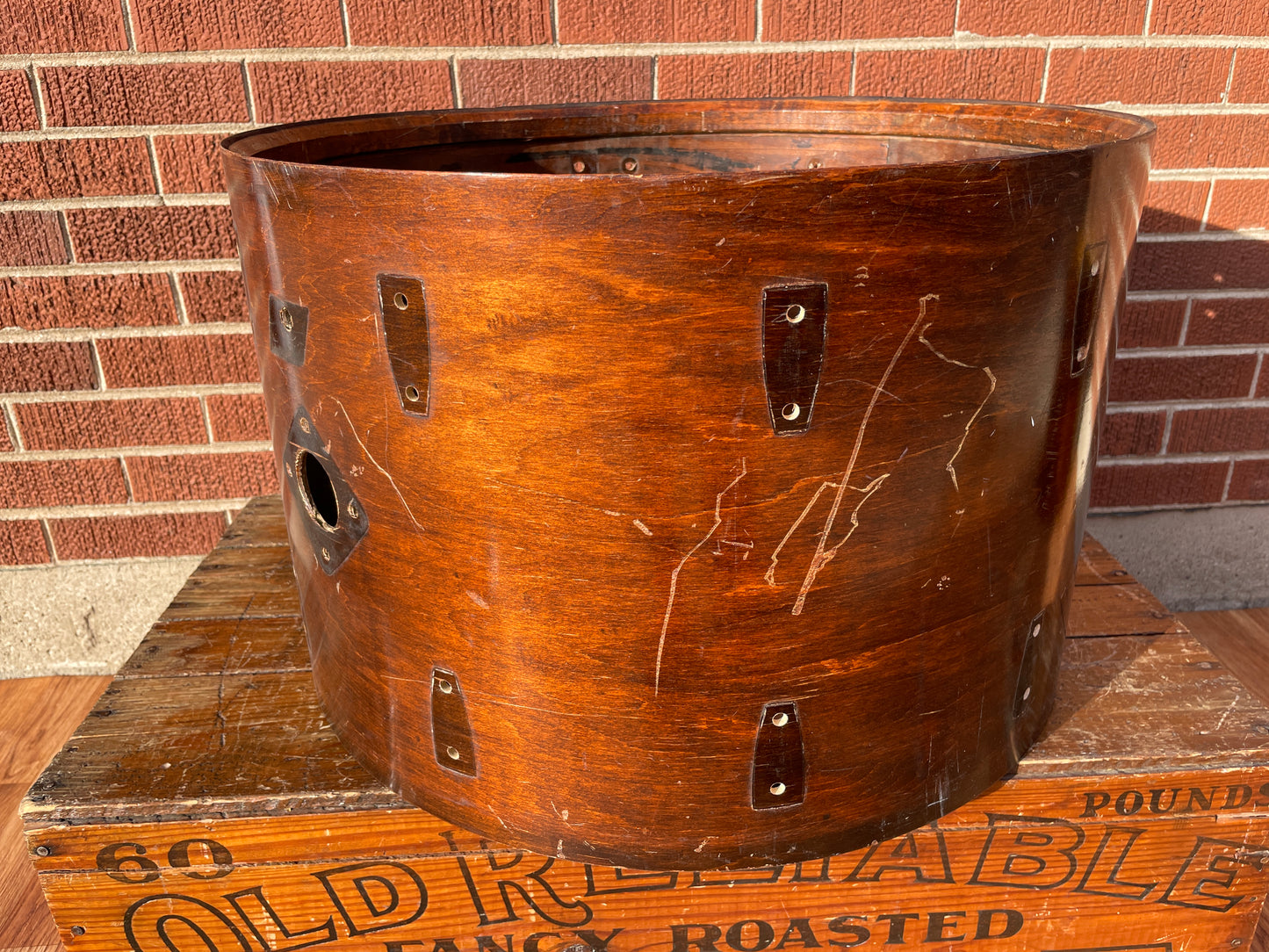 1970s Ludwig Hollywood 14x22 Bass Drum Shell Walnut Thermo-Gloss