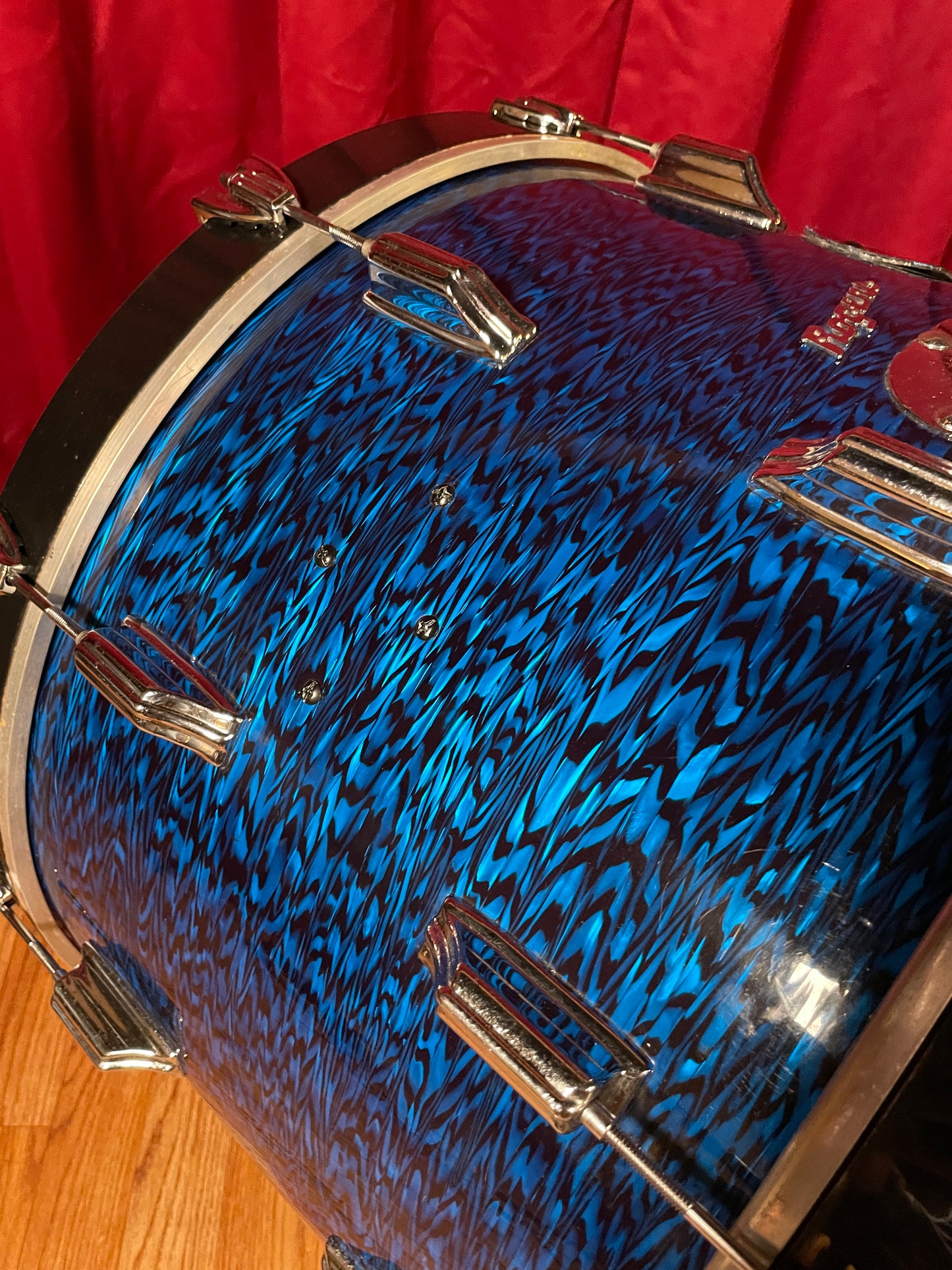 1970s Rogers PowerTone 14x22 Bass Drum Blue Onyx Pearl 22x14