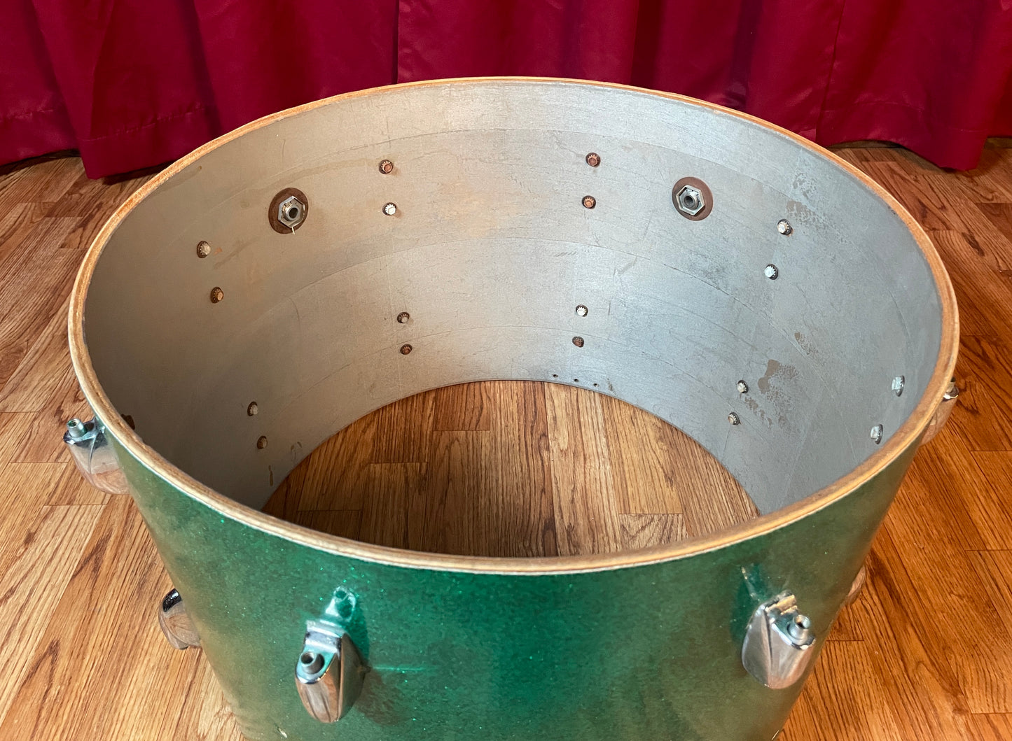 1960s Gretsch Round Badge 14x20 Bass Drum Green Sparkle