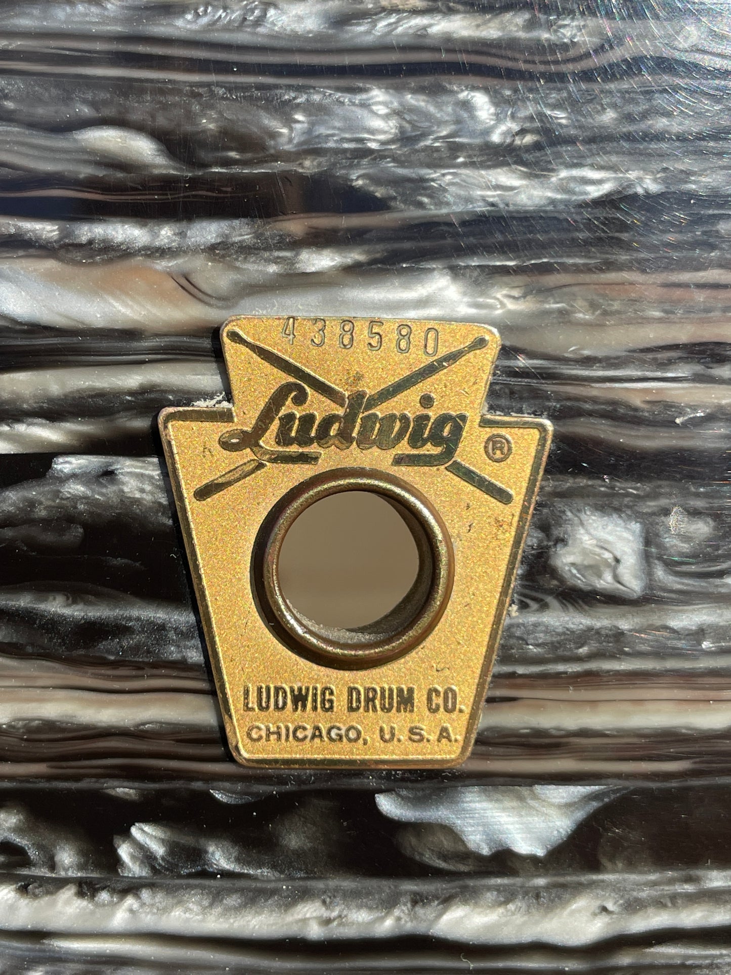 1966 Ludwig 5x14 No. 491 Pioneer Snare Drum Oyster Black Pearl Chrome
