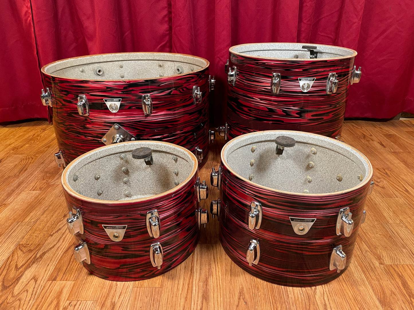 1970s Ludwig Standard Drum Set Ruby Red Strata 22/12/13/16