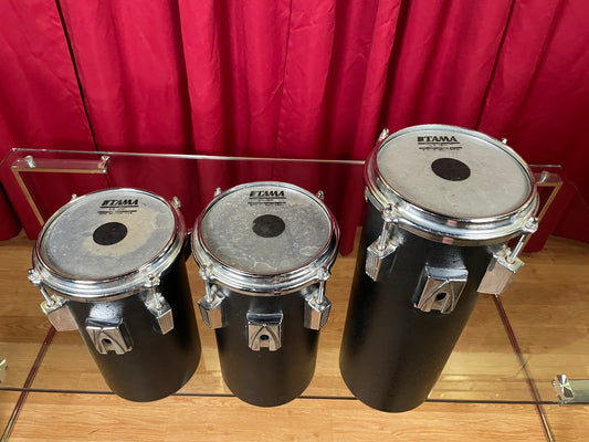 Tama Set Of 3 Octoban Drums Black - 280/301/390 Millimeters Red Label