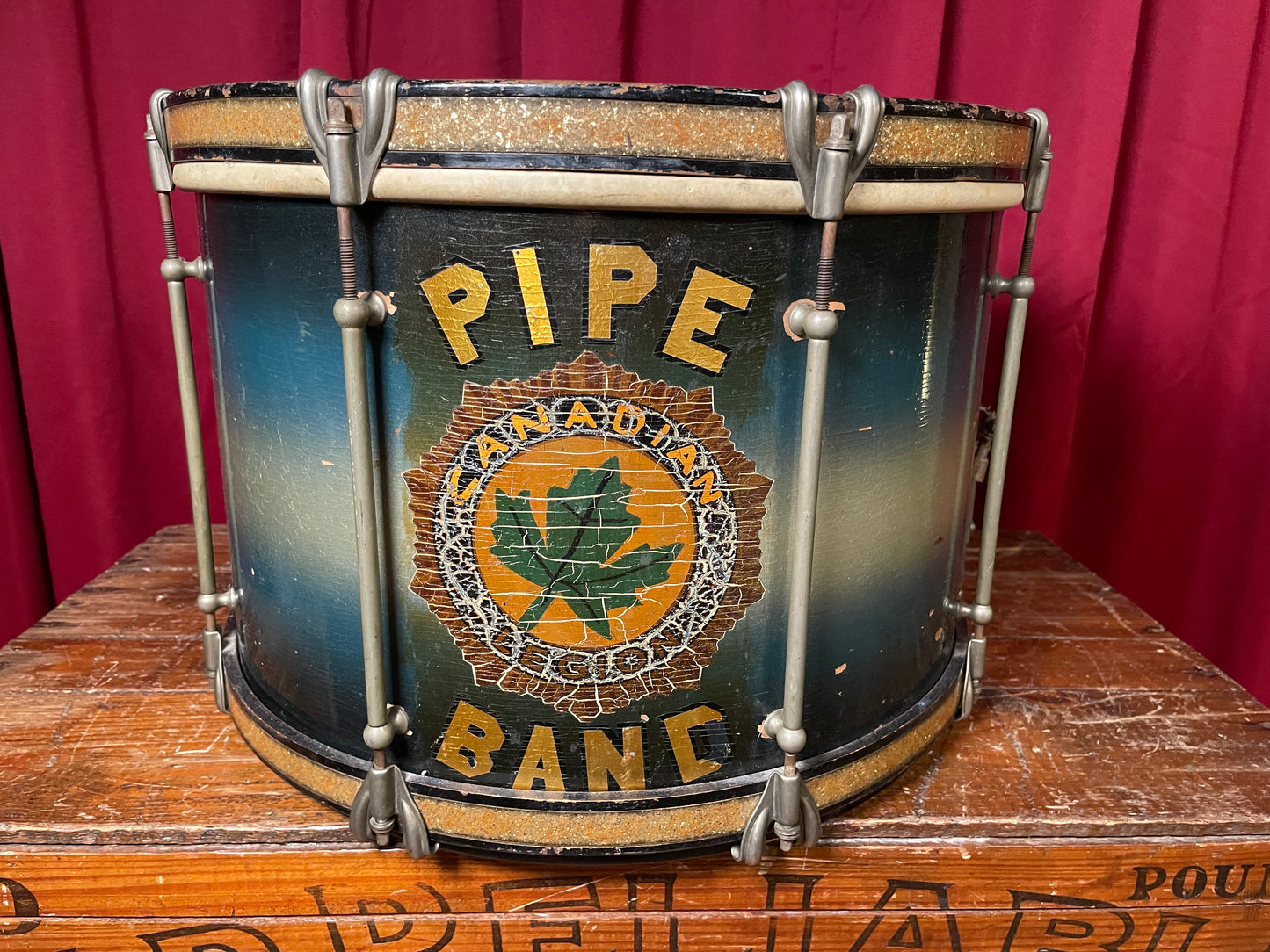 1932 Ludwig 12x17 Marching Snare Drum Blue / Silver Duco for Display or Project 17x12