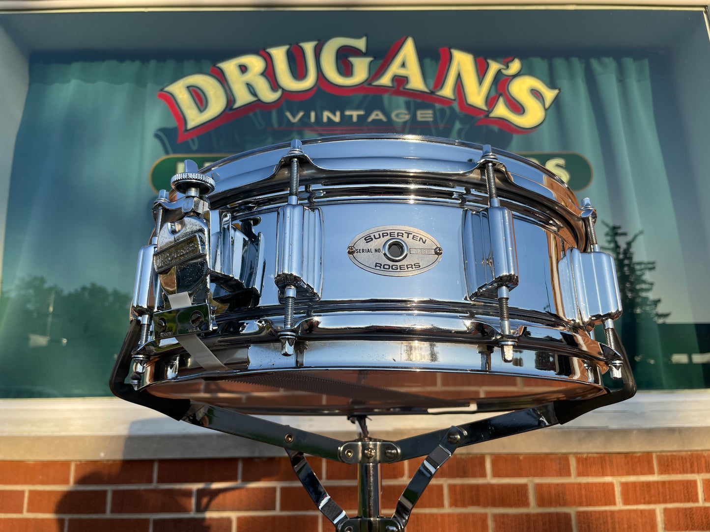 1970s Rogers SuperTen Script Logo 5x14 Snare Drum Steel No. 53-2514 Super Ten 10