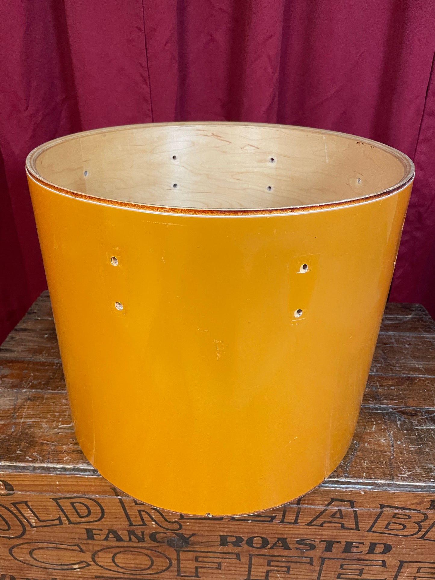 1980s Ludwig 14x16 Concert Tom Drum Shell Gold Silk 6-Ply #1