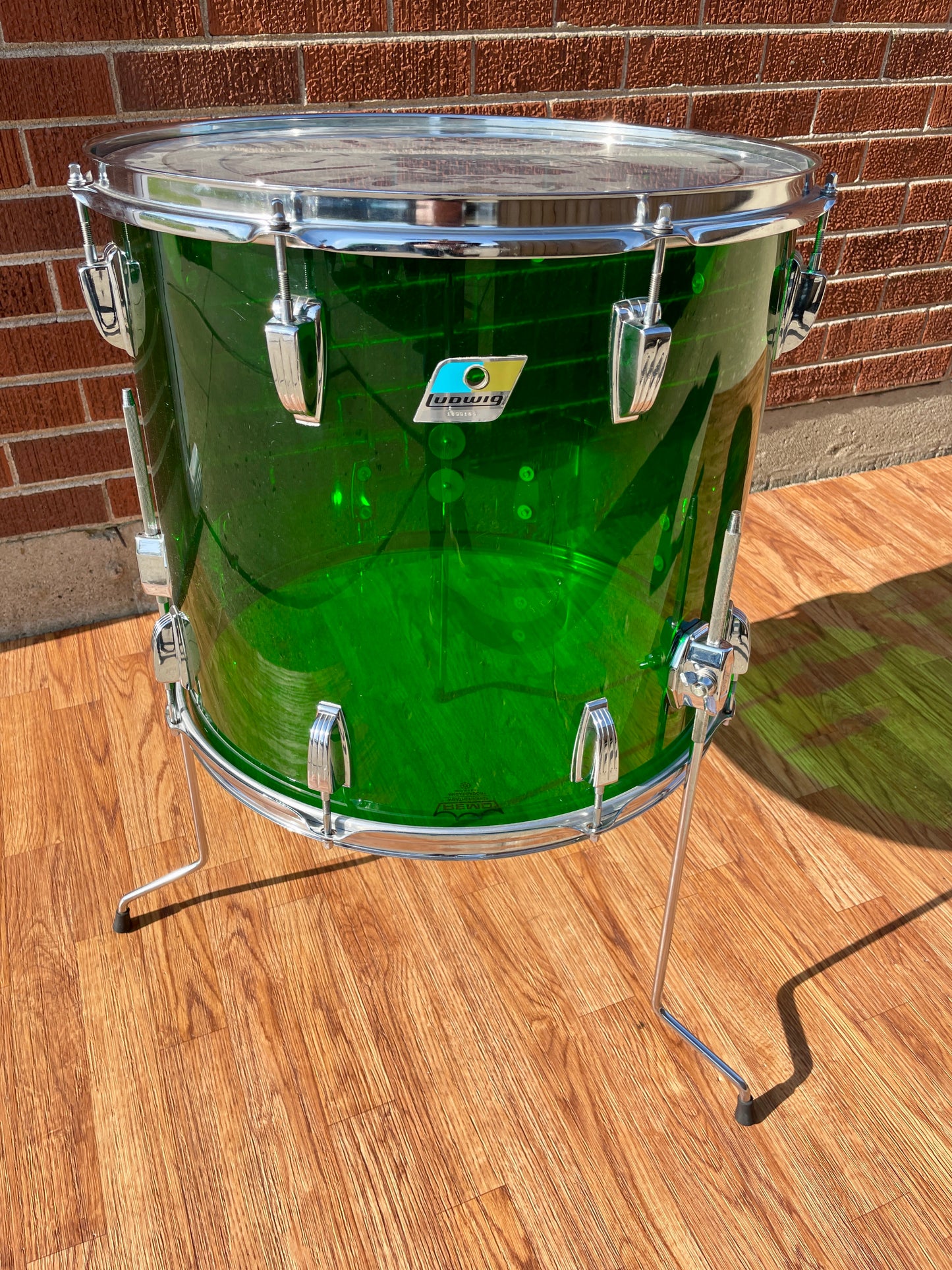 1970s Ludwig Vistalite 16x18 Floor Tom Drum Green