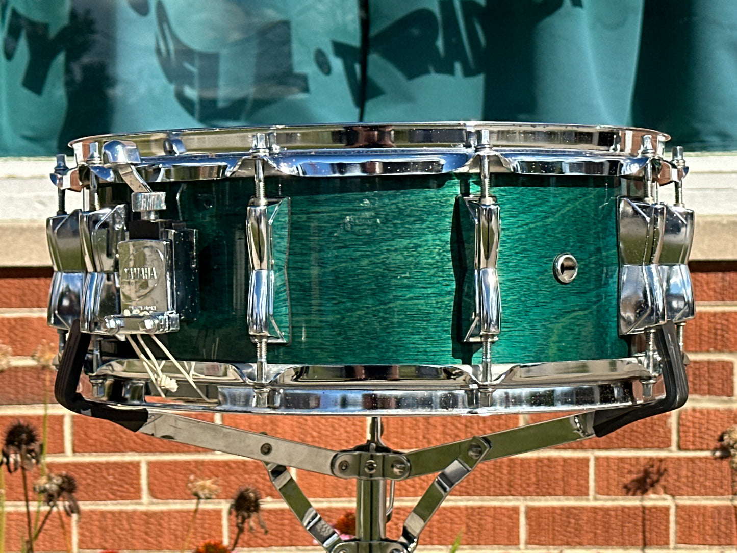 1994 Yamaha Birch Custom 5.5x14 Snare Drum Deep Aqua BSD-095 MIJ