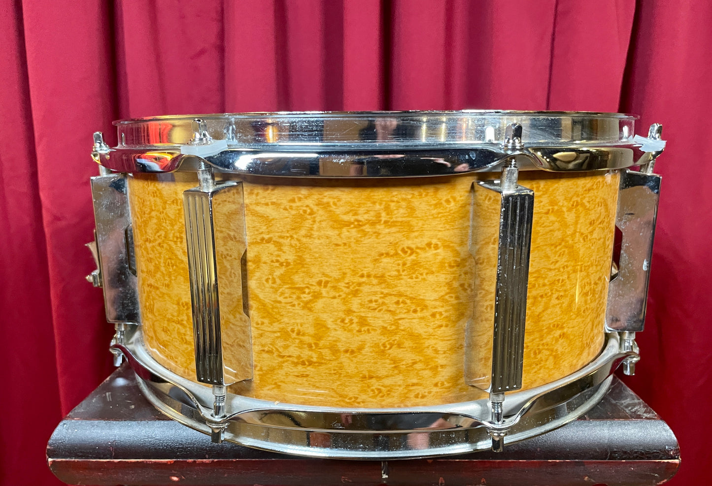 1990s Tama Artwood 6x13 Snare Drum Amber Gravure Wrap 7-Ply Birch Shell