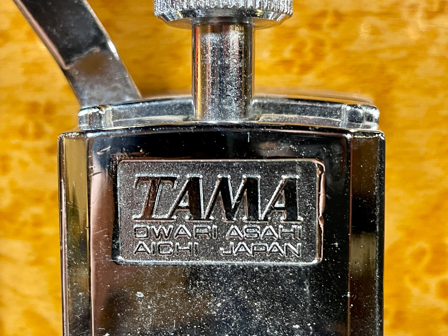 1990s Tama Artwood 6x13 Snare Drum Amber Gravure Wrap 7-Ply Birch Shell