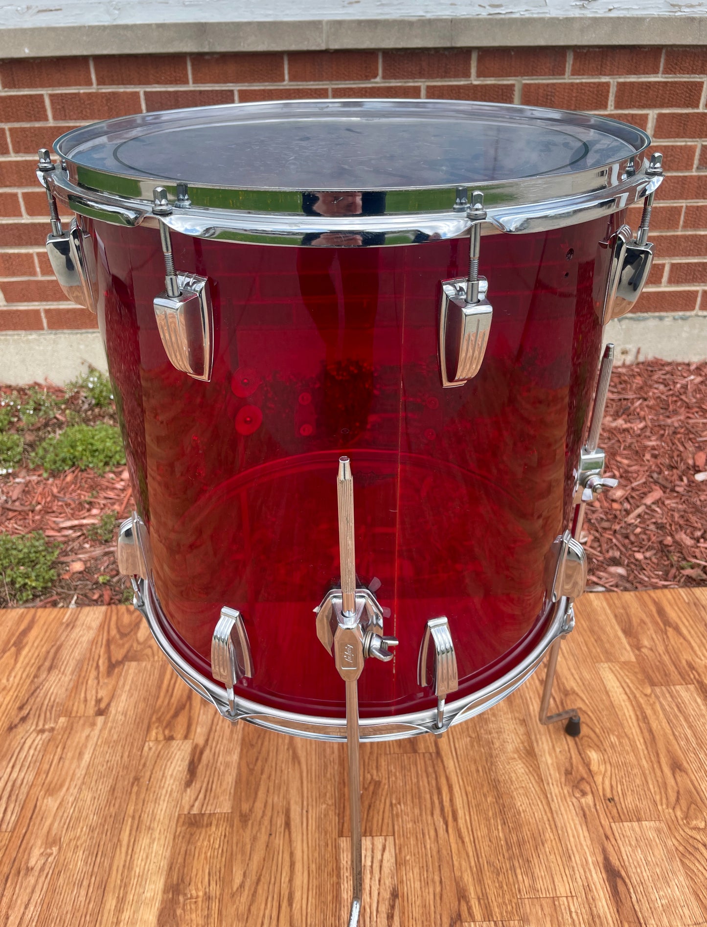 1970s Ludwig Vistalite 16x16 Floor Tom Drum Red