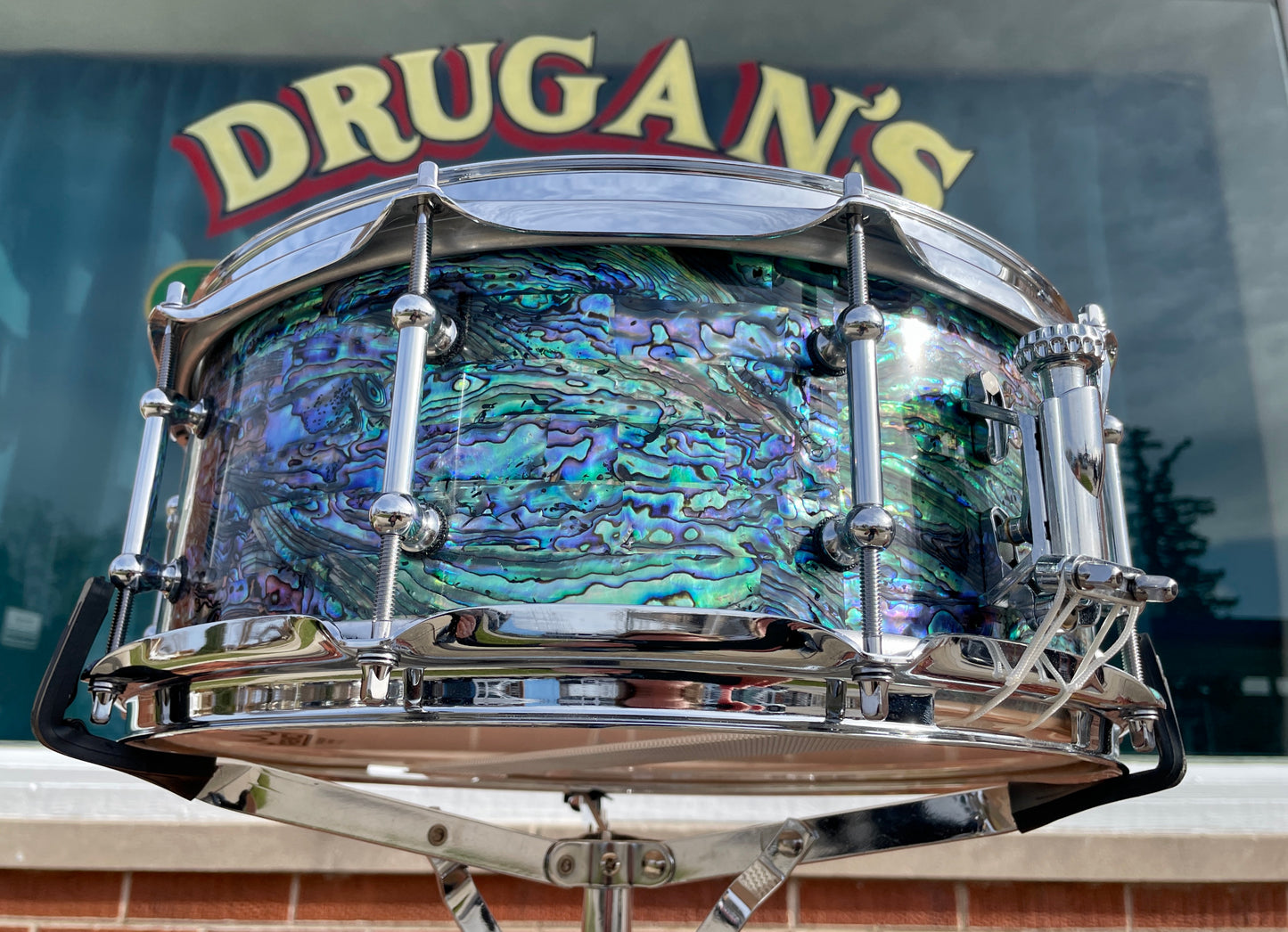 C&C Drum Company Custom 6+6 Maple 5.5x14 Snare Drum Black Paua Abalone *Video Demo*