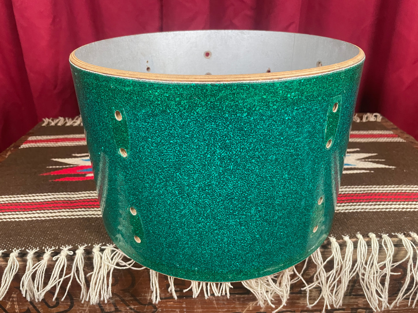 1960s Gretsch 8x12 Round Badge Tom Shell 8-Lug Green Sparkle Rewrap 12x8