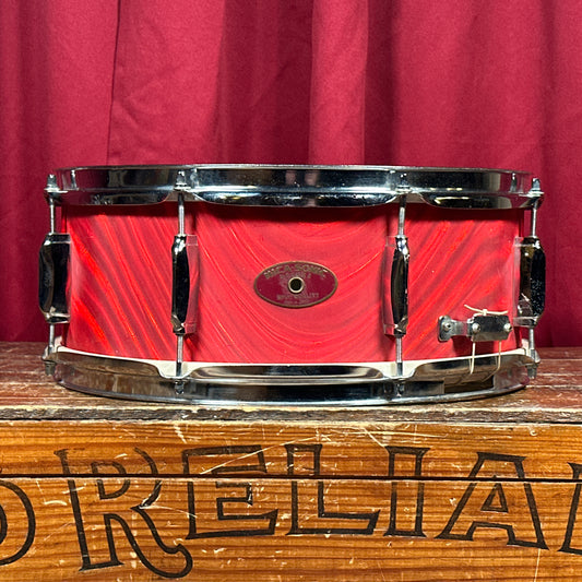 1960s Mica-Sonic Deluxe 5.5x14 Snare Drum Red Satin Flame MIJ Japan