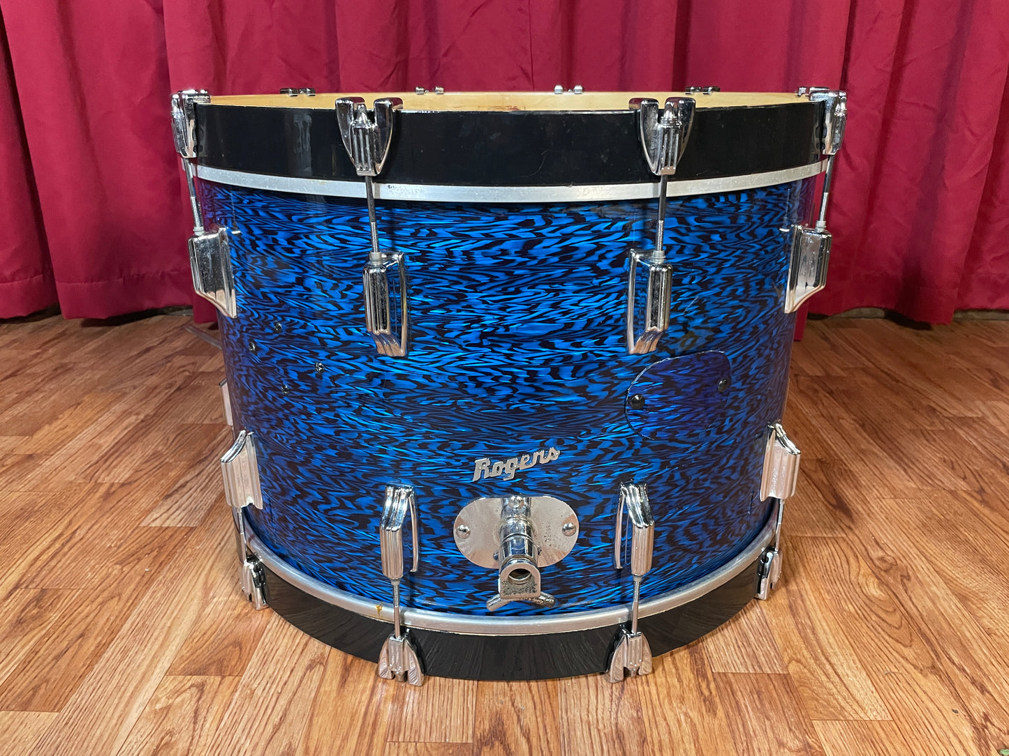 1970s Rogers PowerTone 14x22 Bass Drum Blue Onyx Pearl 22x14