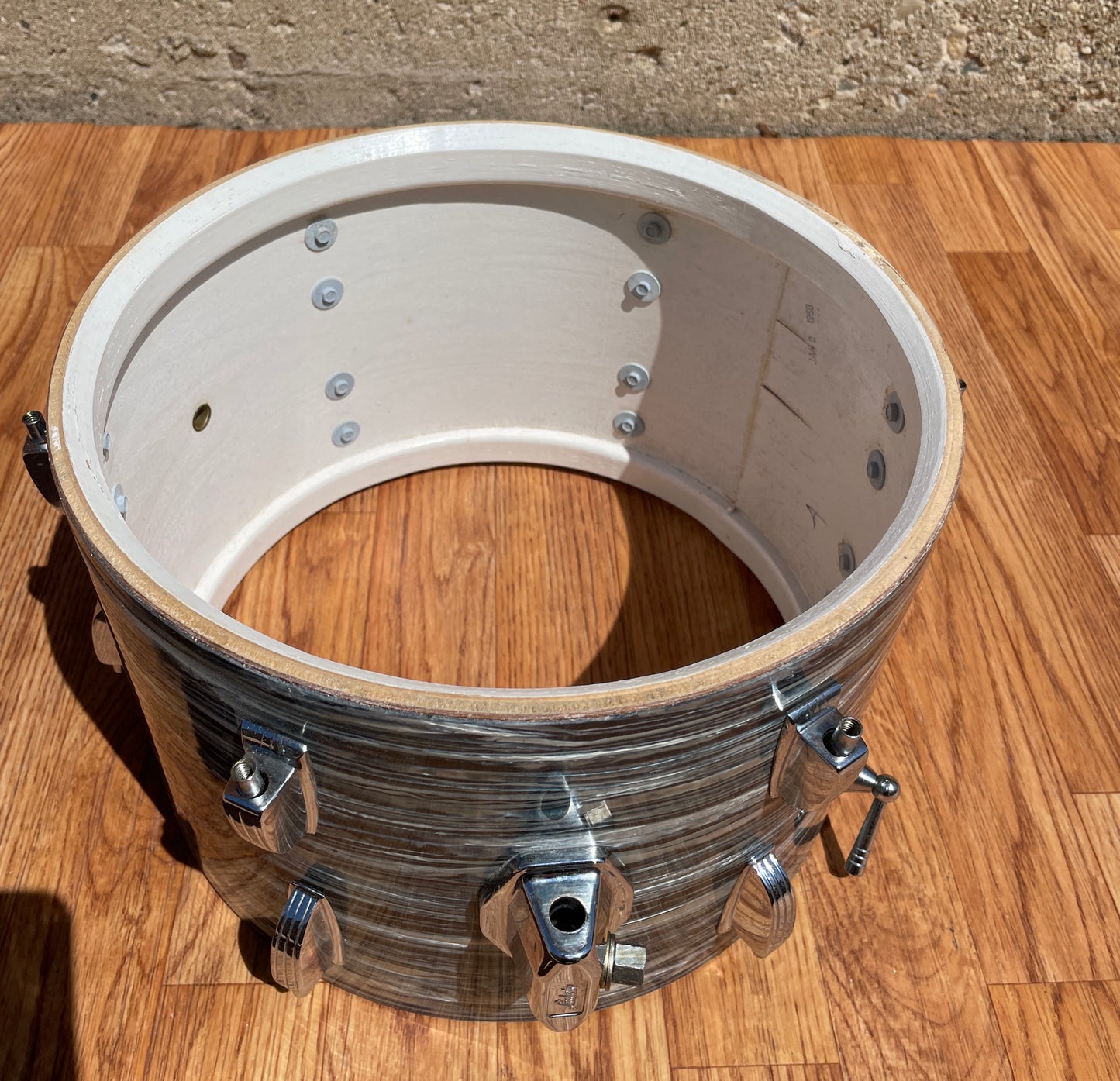 1968 Ludwig 8x12 Tom Drum Oyster Blue Pearl Down Beat