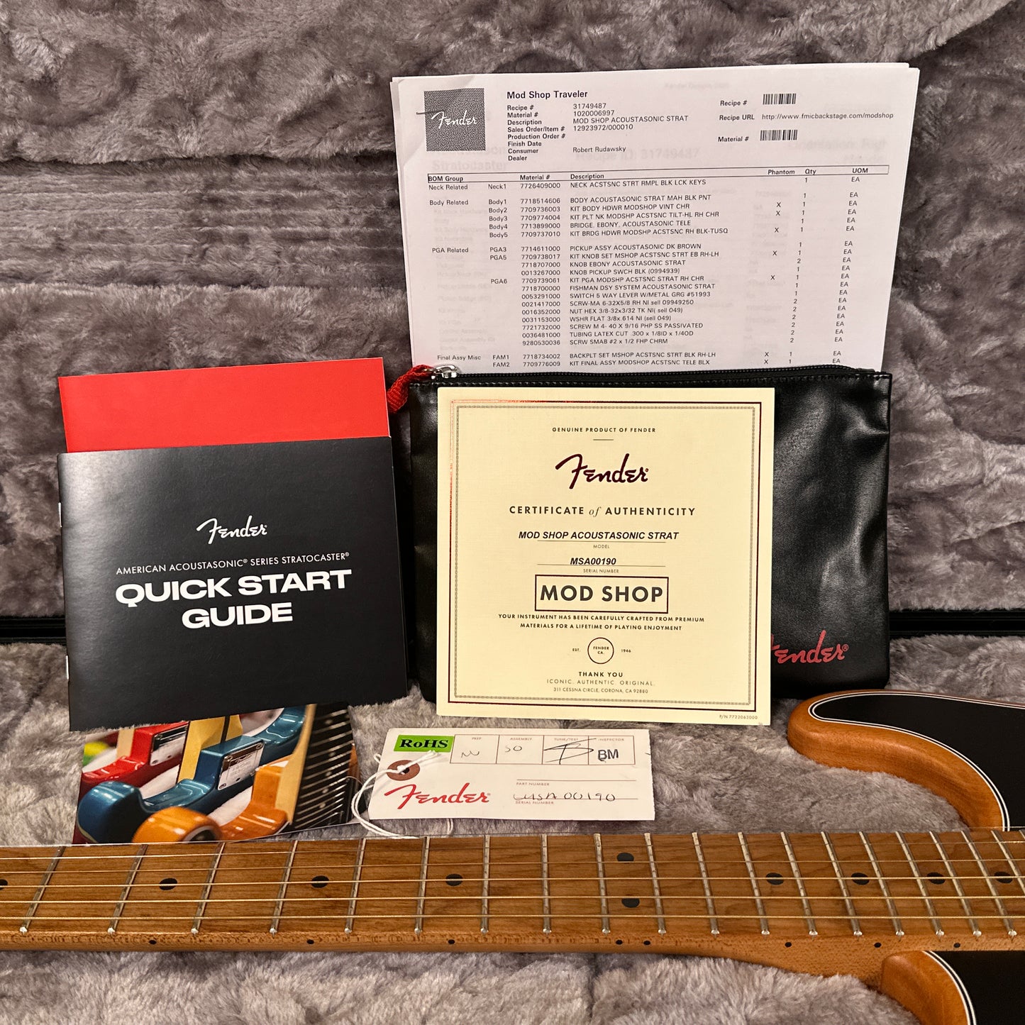 2022 Fender Mod Shop Acoustasonic Stratocaster Black w/ OHSC