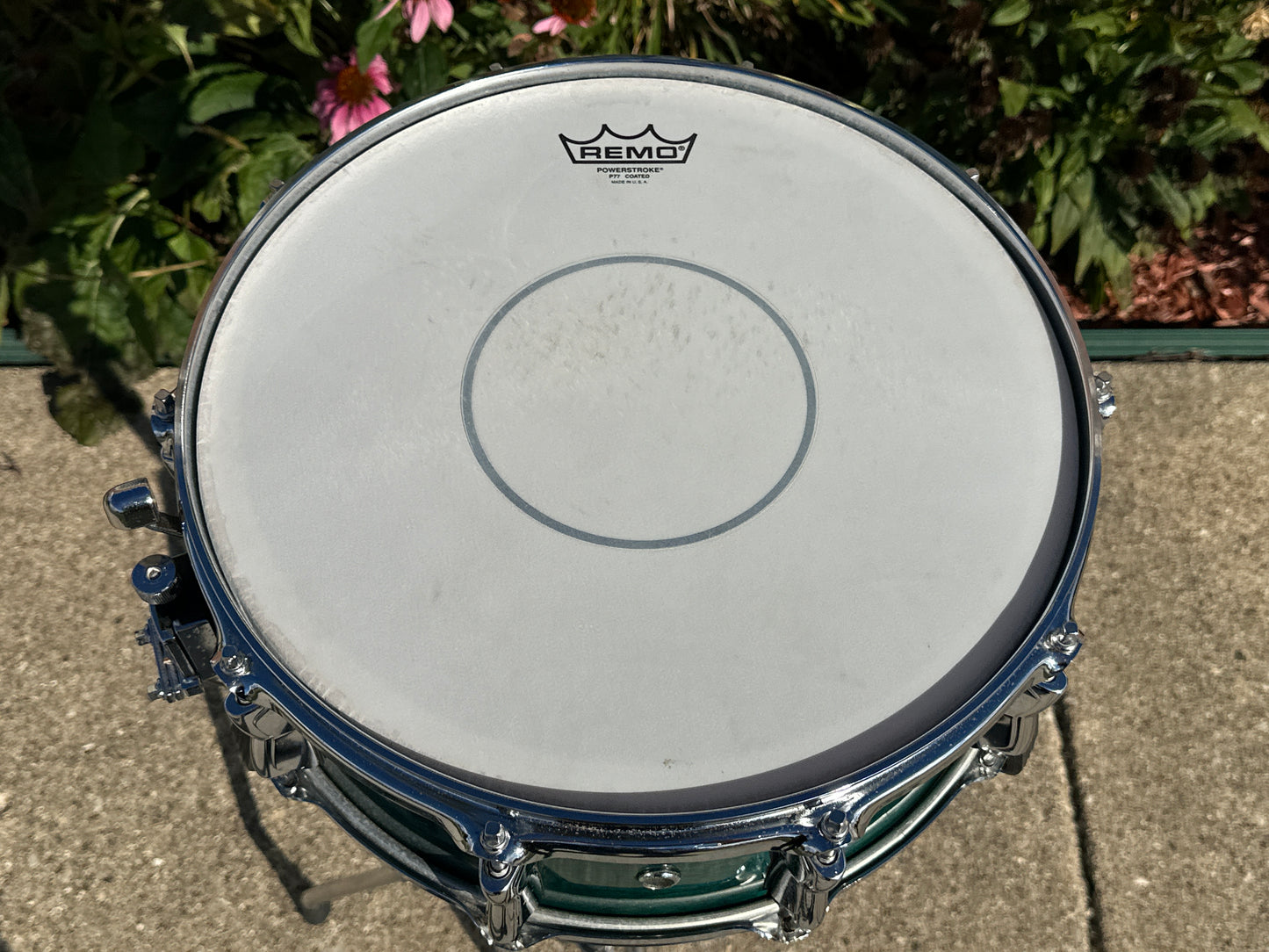 1994 Yamaha Birch Custom 5.5x14 Snare Drum Deep Aqua BSD-095 MIJ