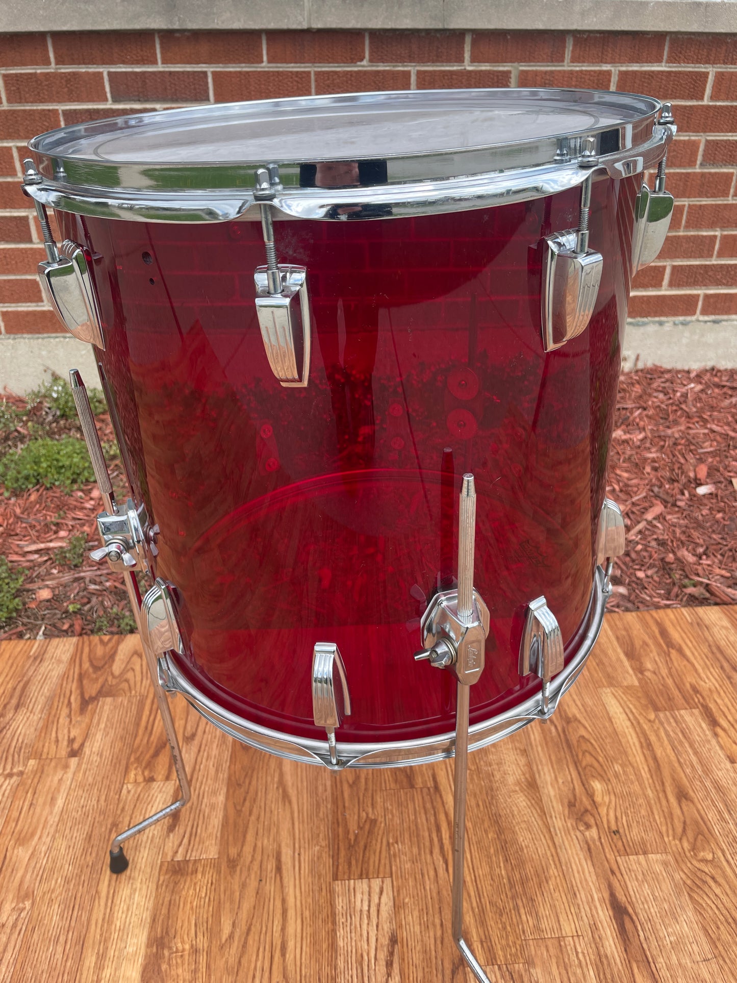 1970s Ludwig Vistalite 16x16 Floor Tom Drum Red