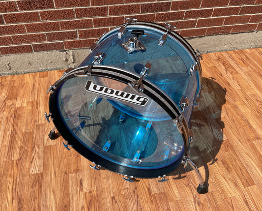 1970s Ludwig Vistalite 14x22 Bass Drum Blue