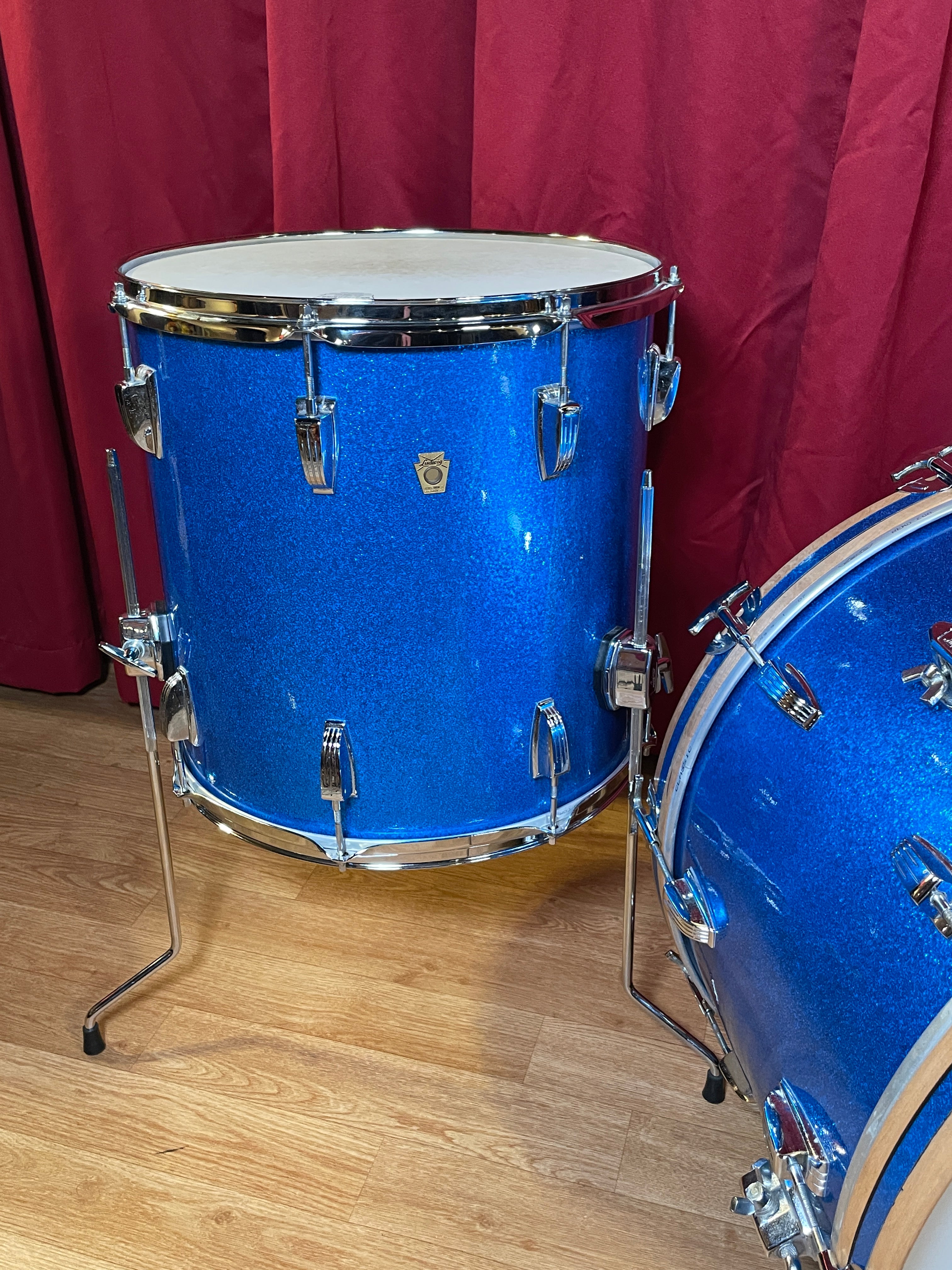 1960s Ludwig Super Classic Drum Set Blue Sparkle 22/13/16