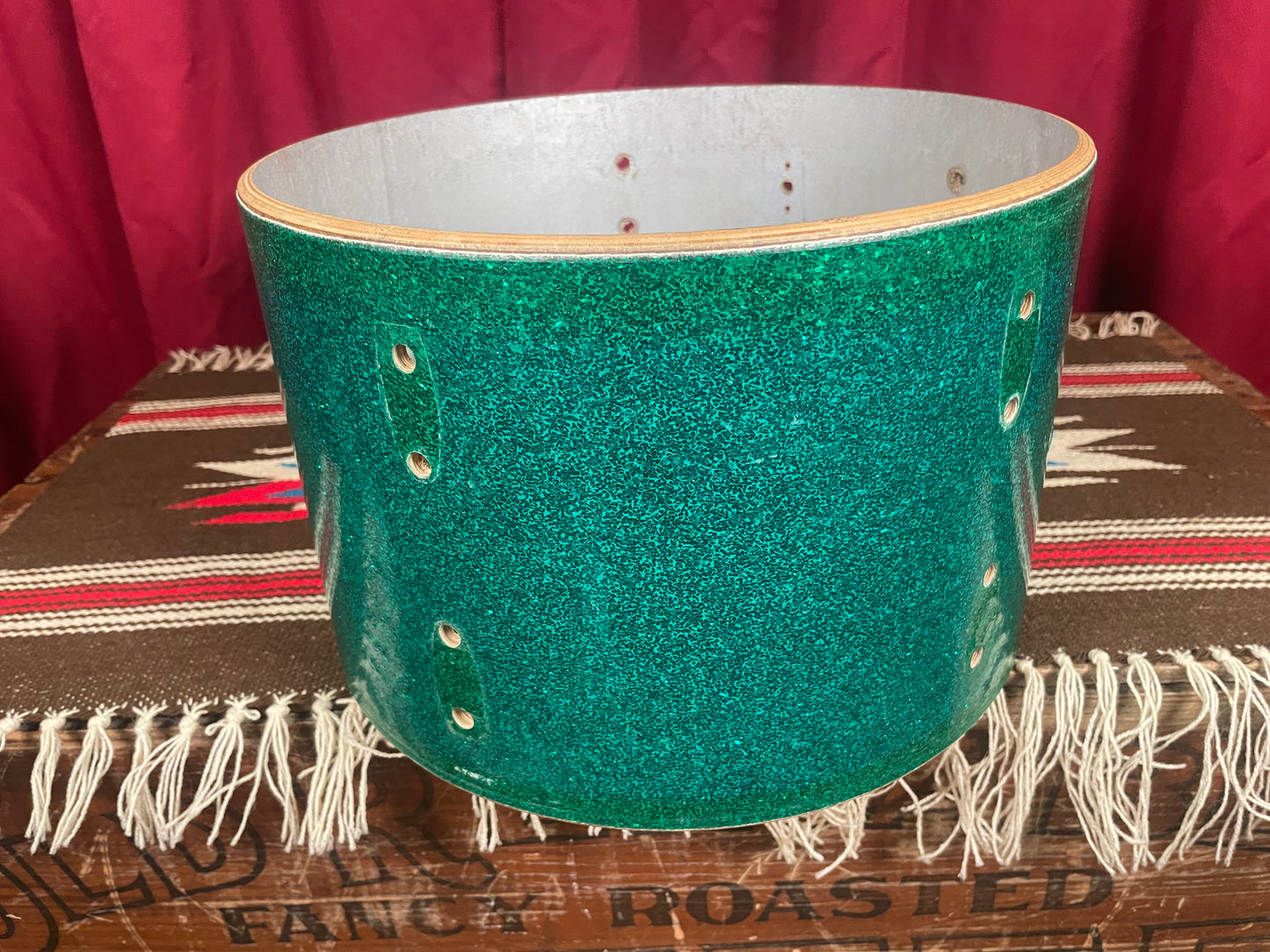 1960s Gretsch 8x12 Round Badge Tom Shell 8-Lug Green Sparkle Rewrap 12x8