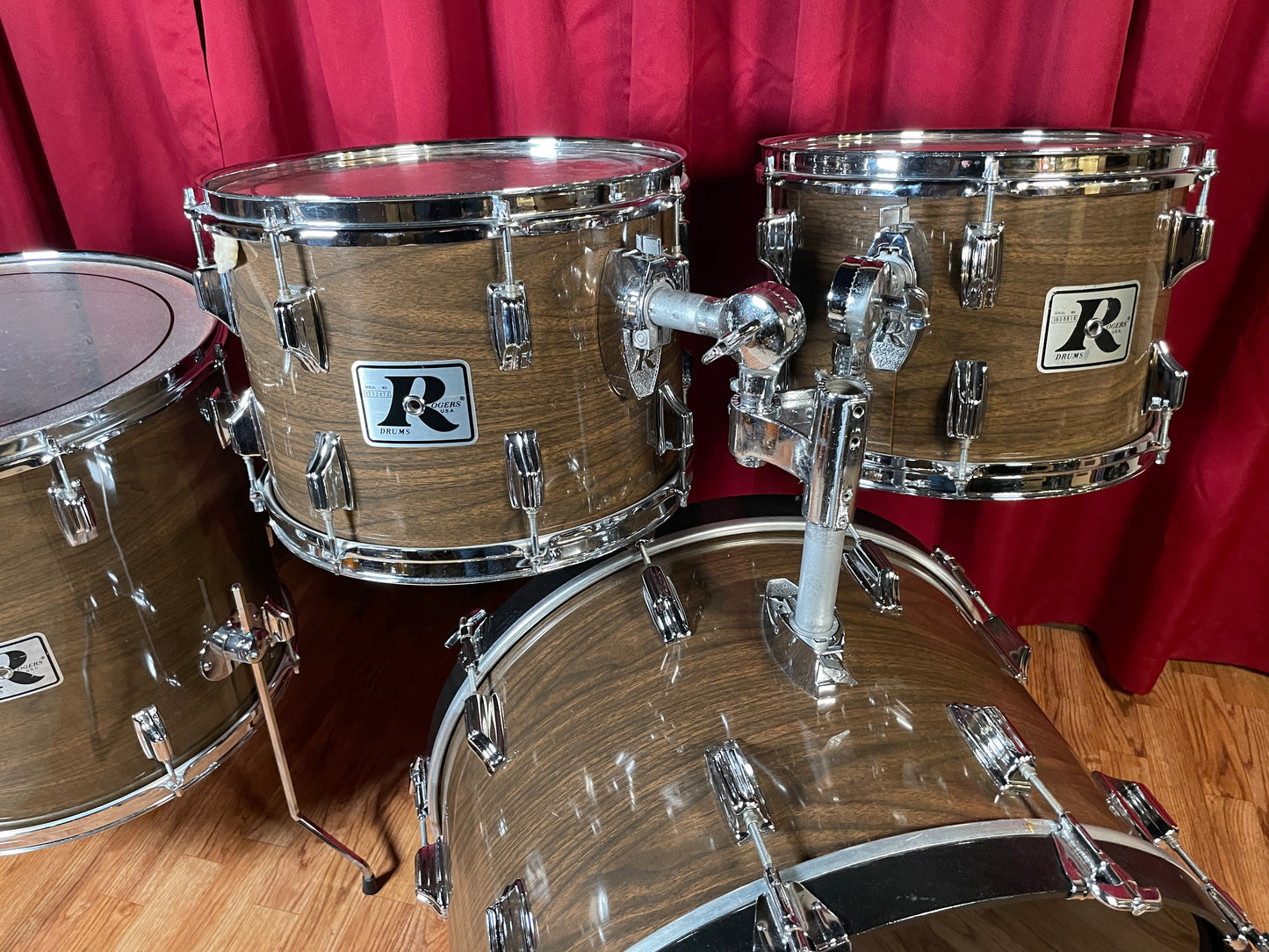 1970s Rogers "Big R" Drum Set New Mahogany 22/13/14/18