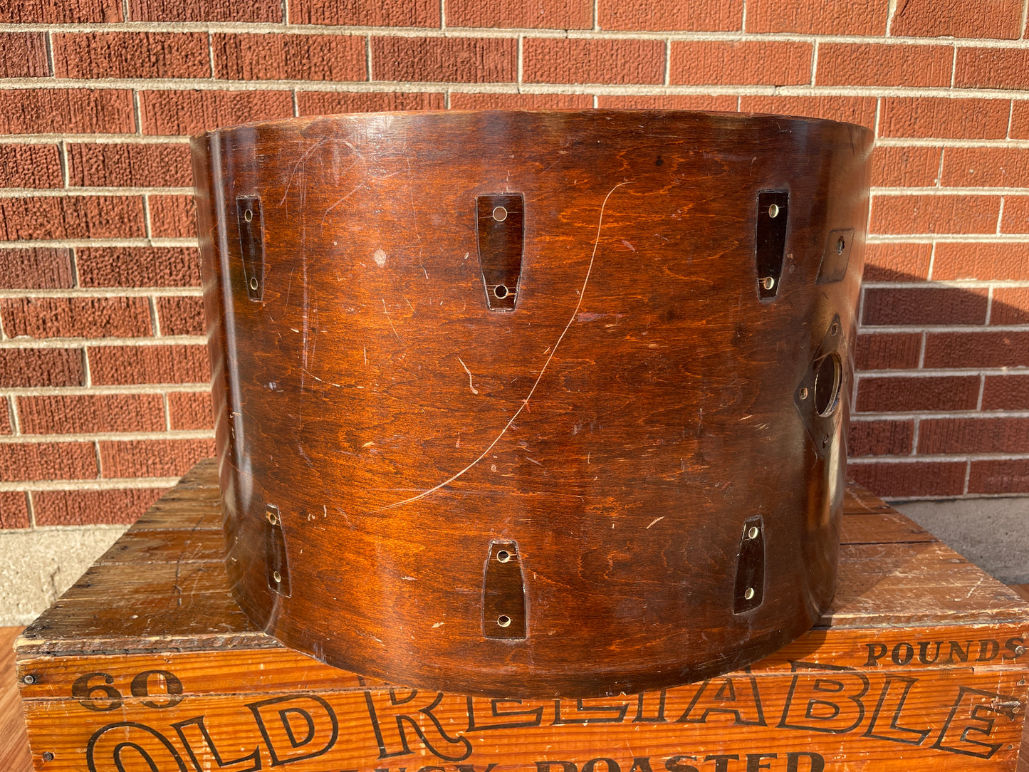 1970s Ludwig Hollywood 14x22 Bass Drum Shell Walnut Thermo-Gloss