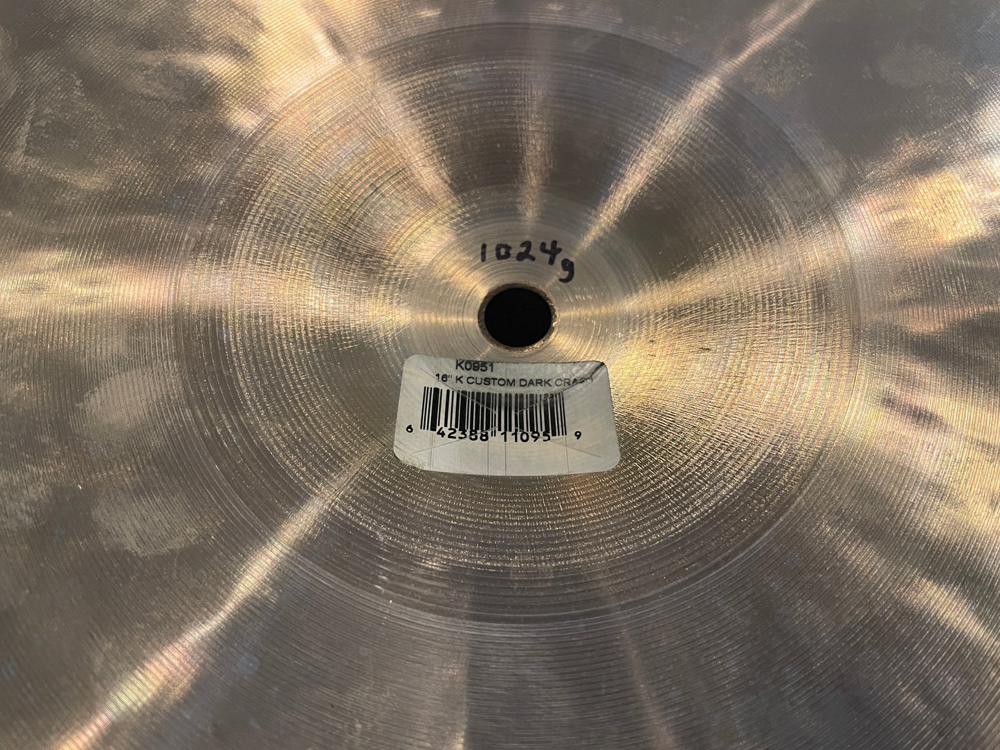 16" Zildjian K Custom Dark Crash Cymbal 1024g