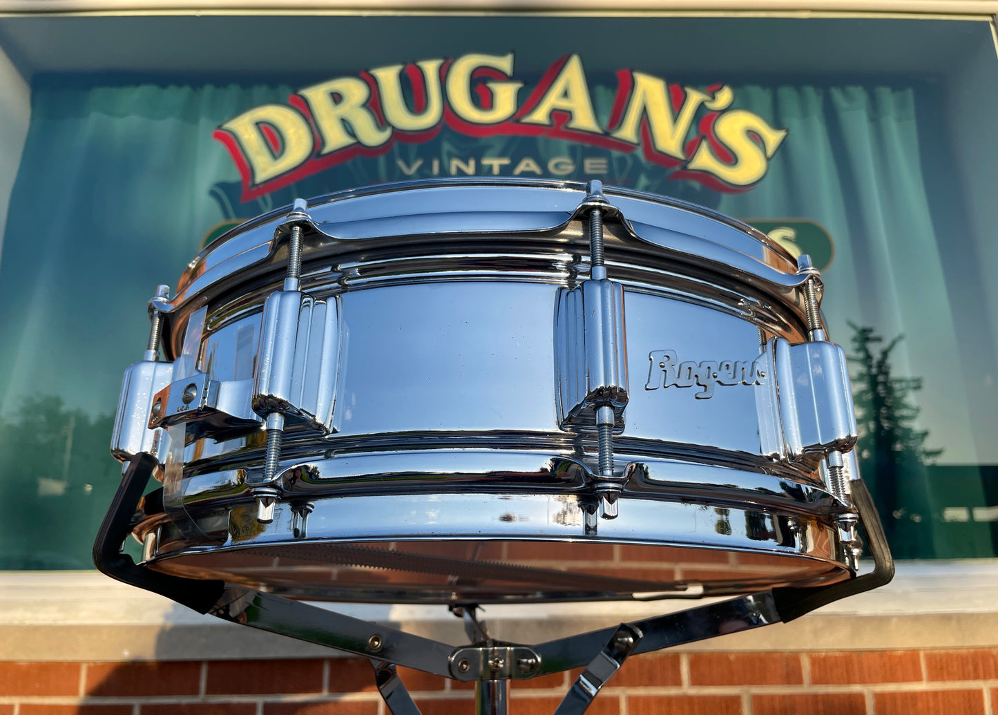 1970s Rogers SuperTen Script Logo 5x14 Snare Drum Steel No. 53-2514 Super Ten 10