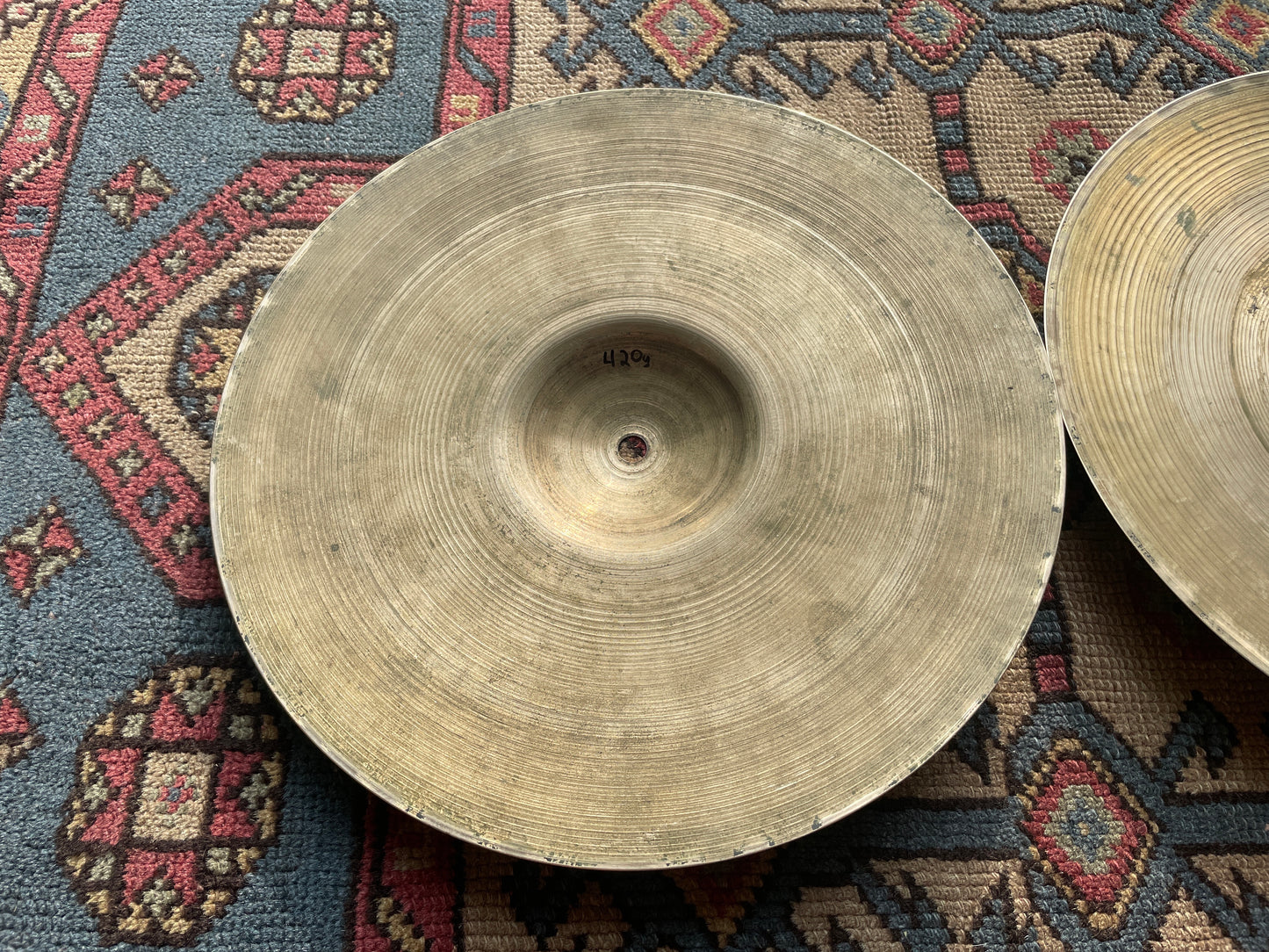 1950s 12" Zildjian A Small Stamp Hi-Hat Cymbal Pair 420g/482g