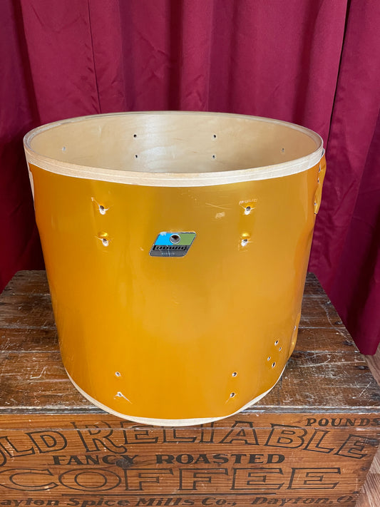 1980s Ludwig 16x18 Floor Tom Drum Shell Gold Silk 6-Ply