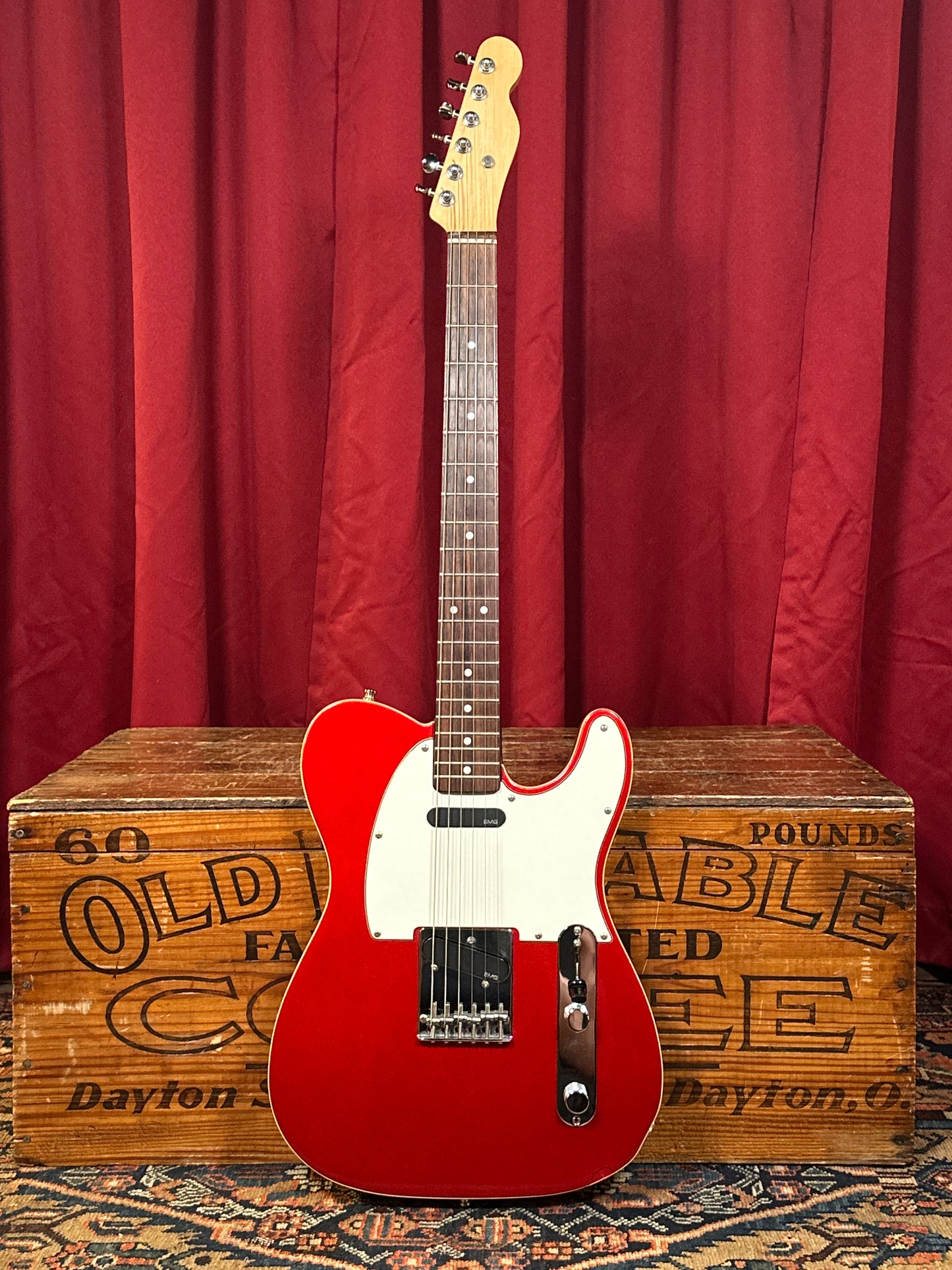 Allparts Double Bound Telecaster-Style Electric Guitar Candy Apple Red w/ EMG Pickups Partscaster
