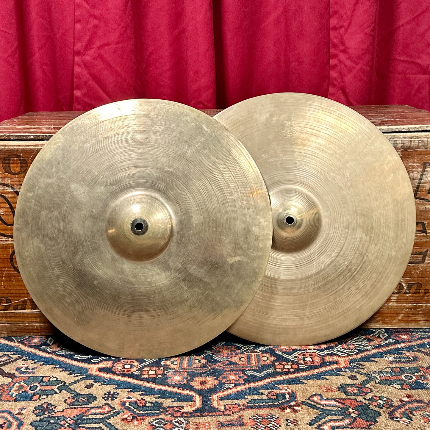 15" Zildjian A 1940s-1950s Trans Stamp Hi-Hat Cymbal Pair 754g/860g *Video Demo*