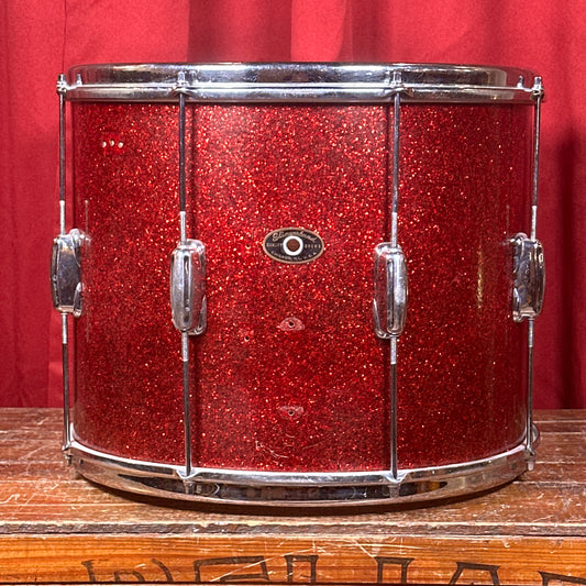 1950s Slingerland Parade King 12x15 Marching Snare / Tom Conversion Drum Red Sparkle