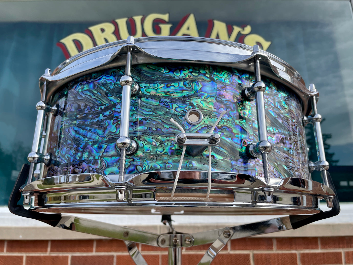 C&C Drum Company Custom 6+6 Maple 5.5x14 Snare Drum Black Paua Abalone *Video Demo*